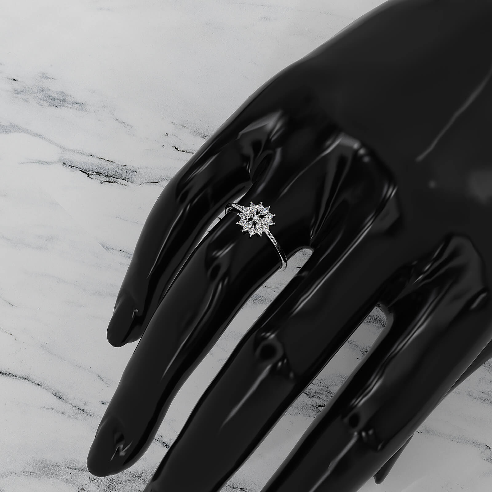 Light Weight Star Cluster Halo Lab Diamond Fashion Ring 0.27ctw.