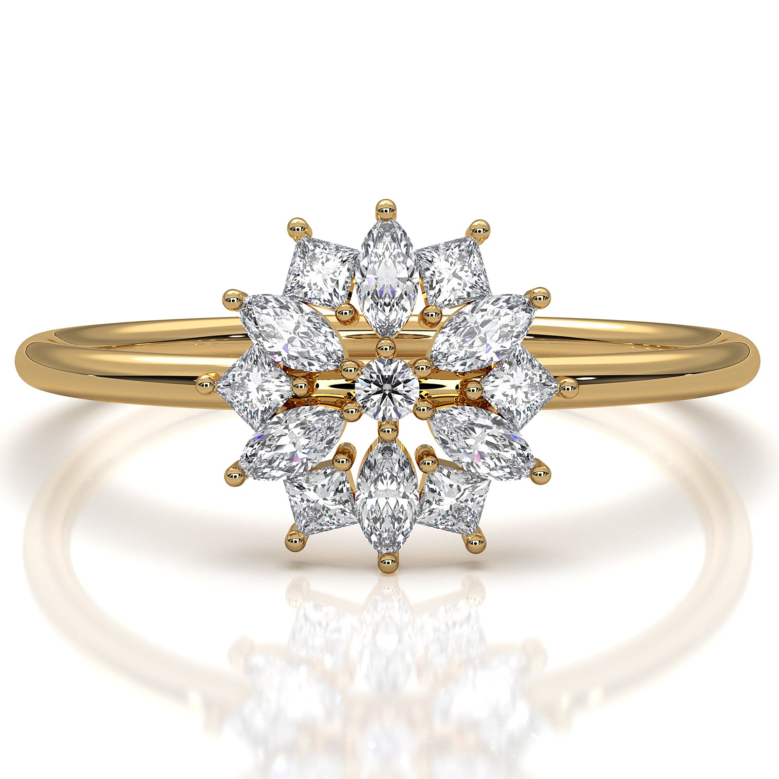 Light Weight Star Cluster Halo Lab Diamond Fashion Ring 0.27ctw.