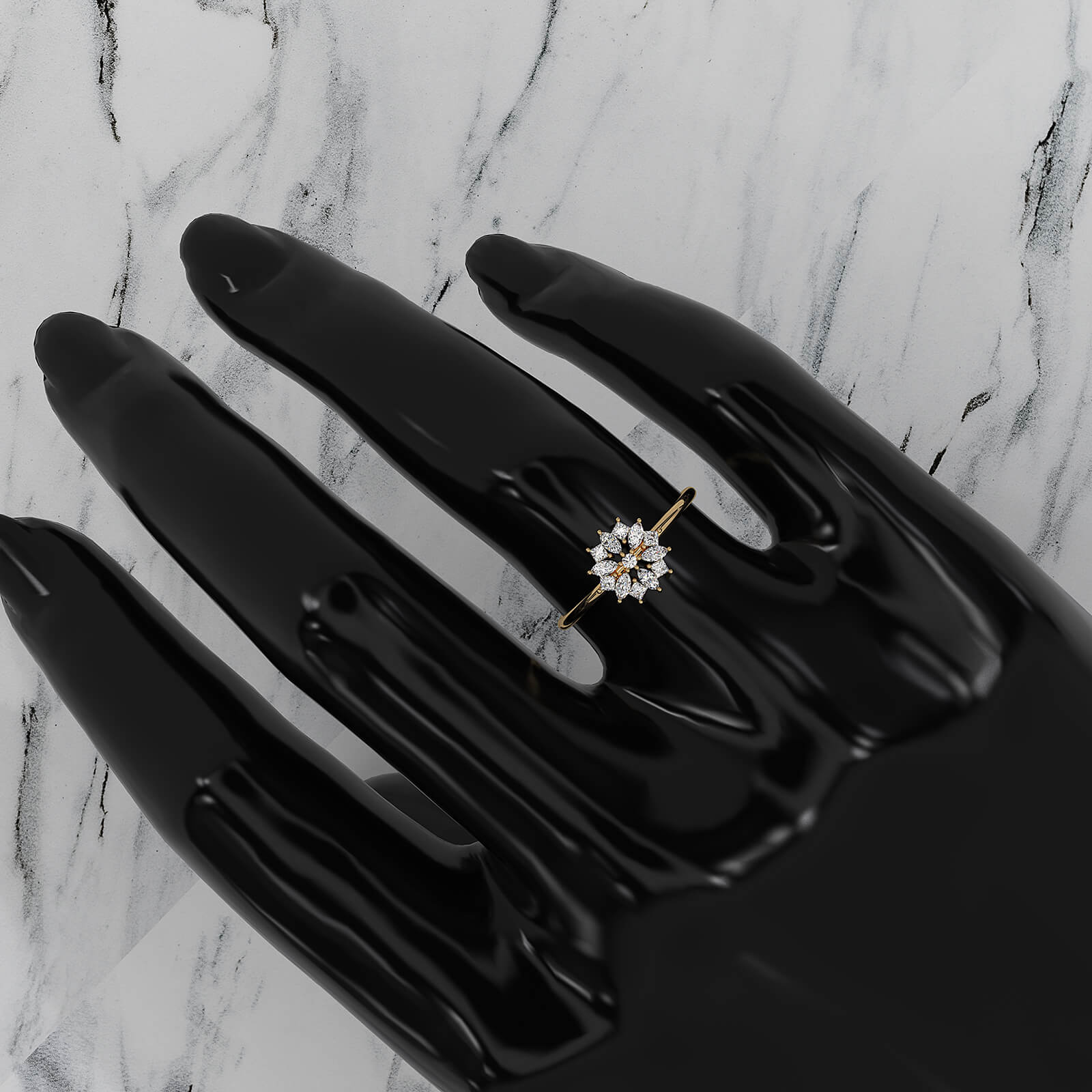 Light Weight Star Cluster Halo Lab Diamond Fashion Ring 0.27ctw.