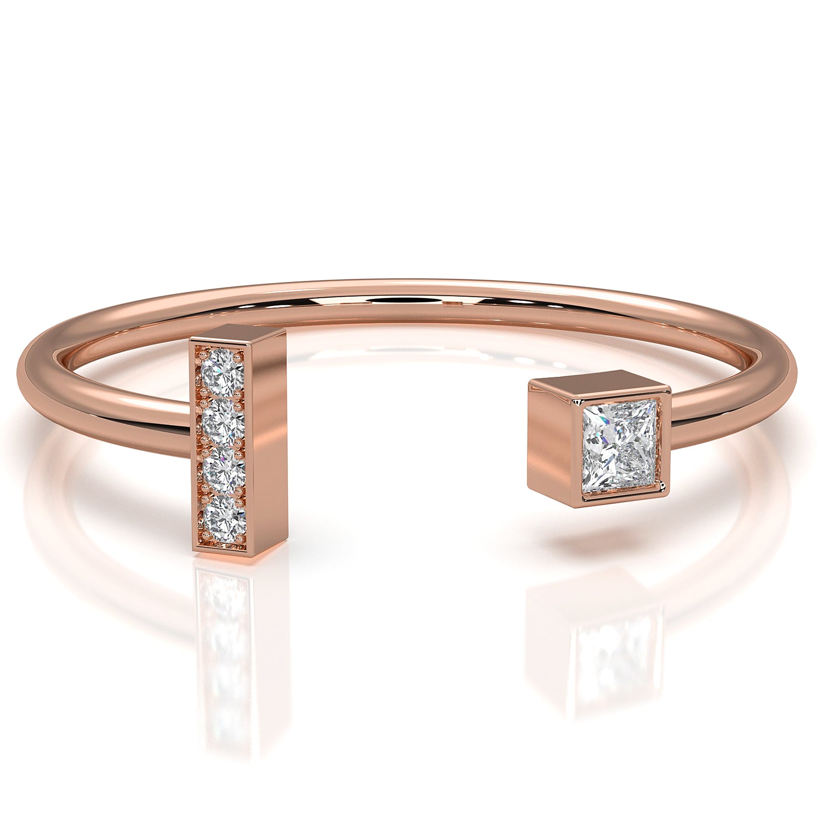 Minimalist Open Cuff Bezel Set Lab Diamond Anniversary Ring 0.07ctw.