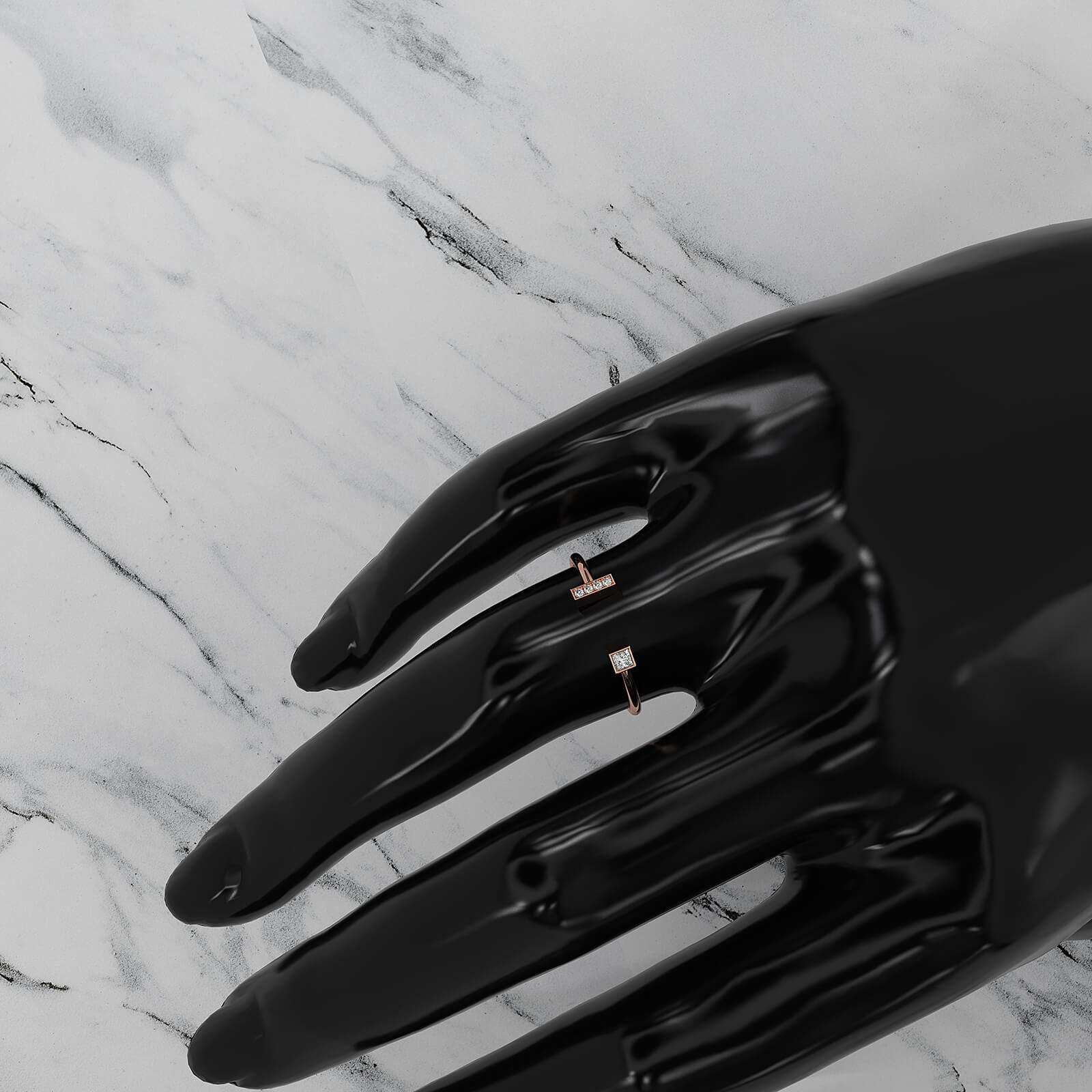 Minimalist Open Cuff Bezel Set Lab Diamond Anniversary Ring 0.07ctw.