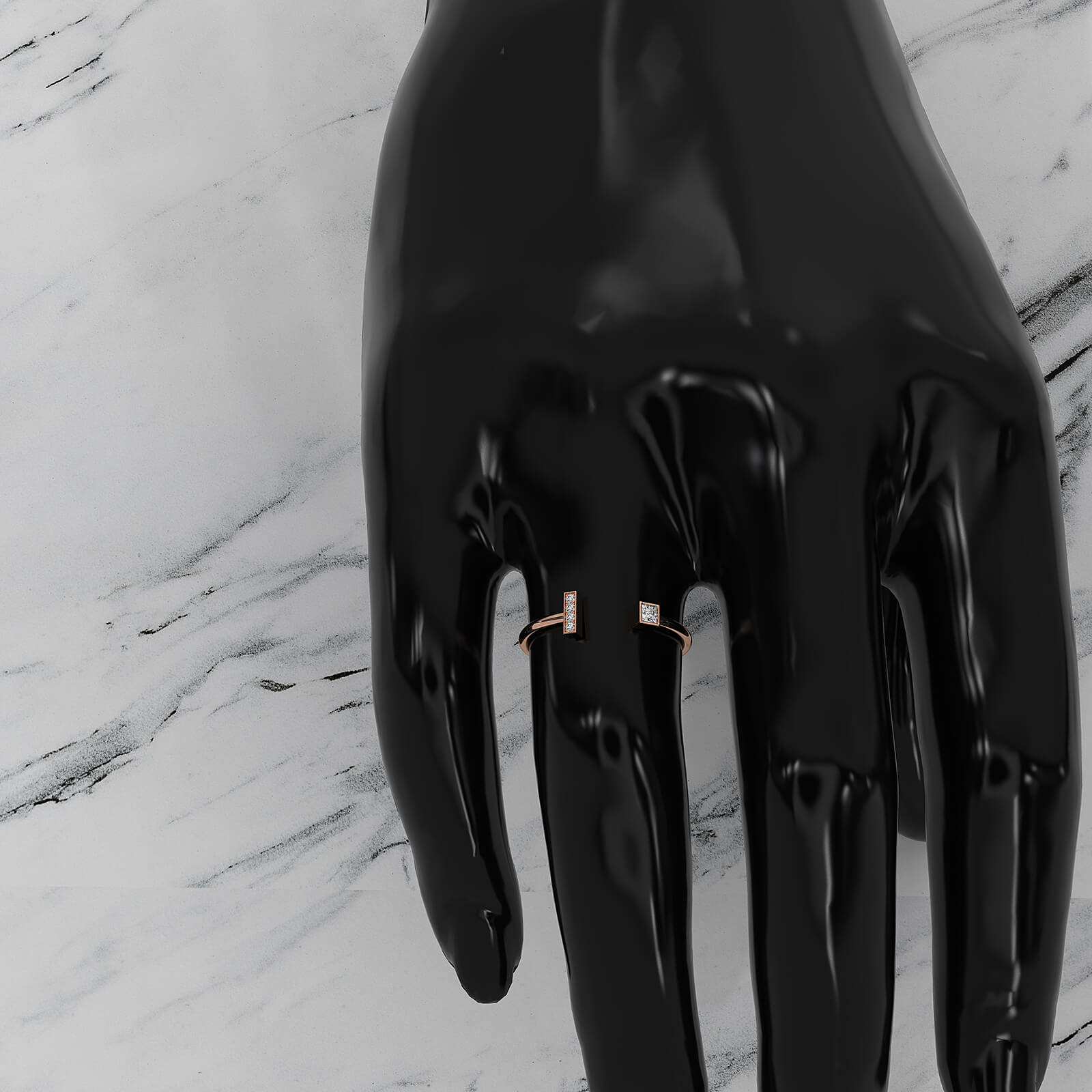 Minimalist Open Cuff Bezel Set Lab Diamond Anniversary Ring 0.07ctw.