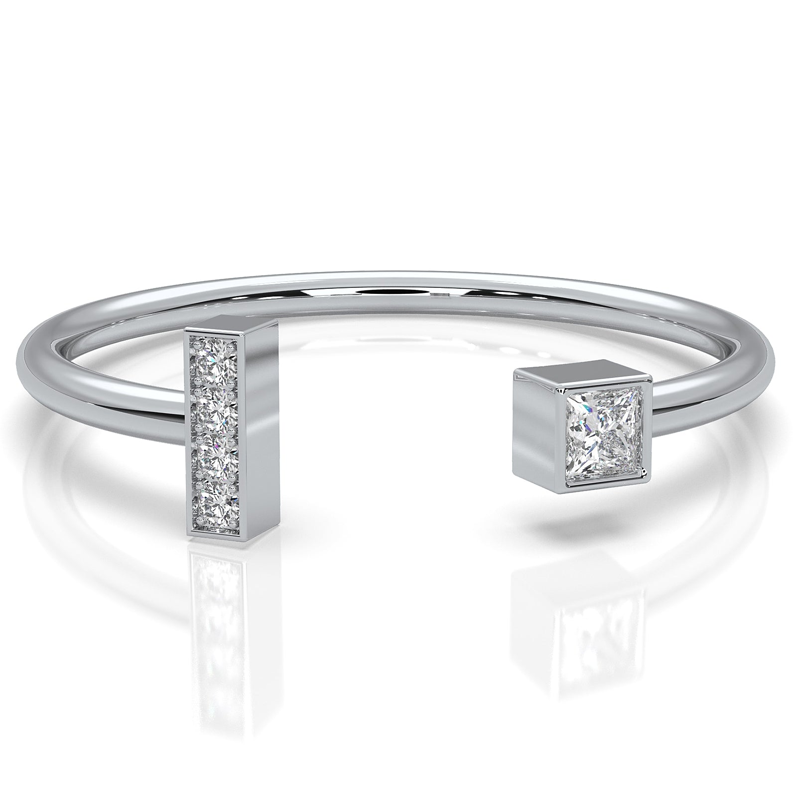 Minimalist Open Cuff Bezel Set Lab Diamond Anniversary Ring 0.07ctw.