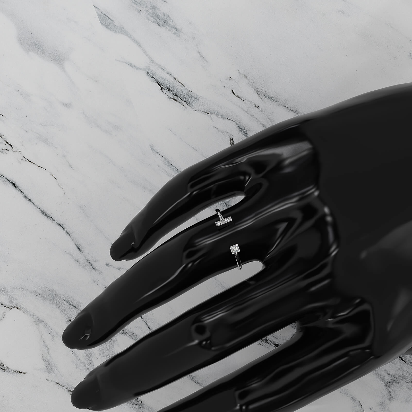 Minimalist Open Cuff Bezel Set Lab Diamond Anniversary Ring 0.07ctw.