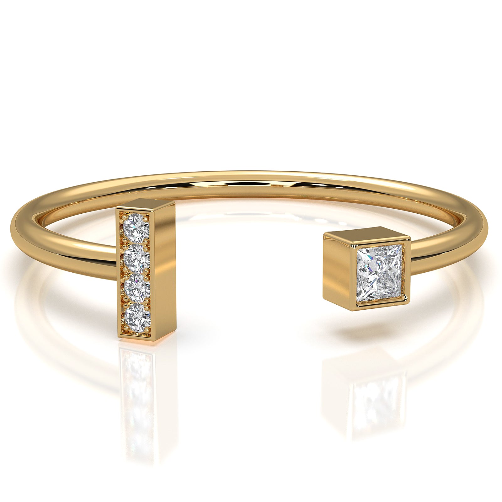 Minimalist Open Cuff Bezel Set Lab Diamond Anniversary Ring 0.07ctw.