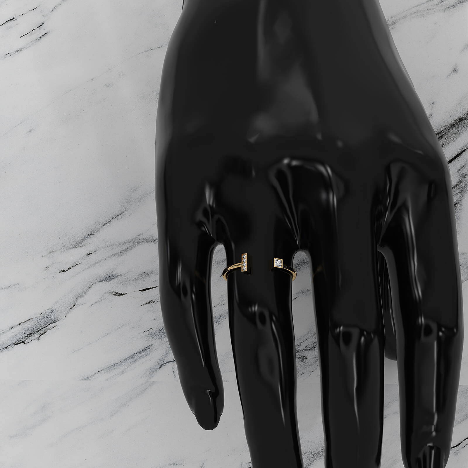 Minimalist Open Cuff Bezel Set Lab Diamond Anniversary Ring 0.07ctw.