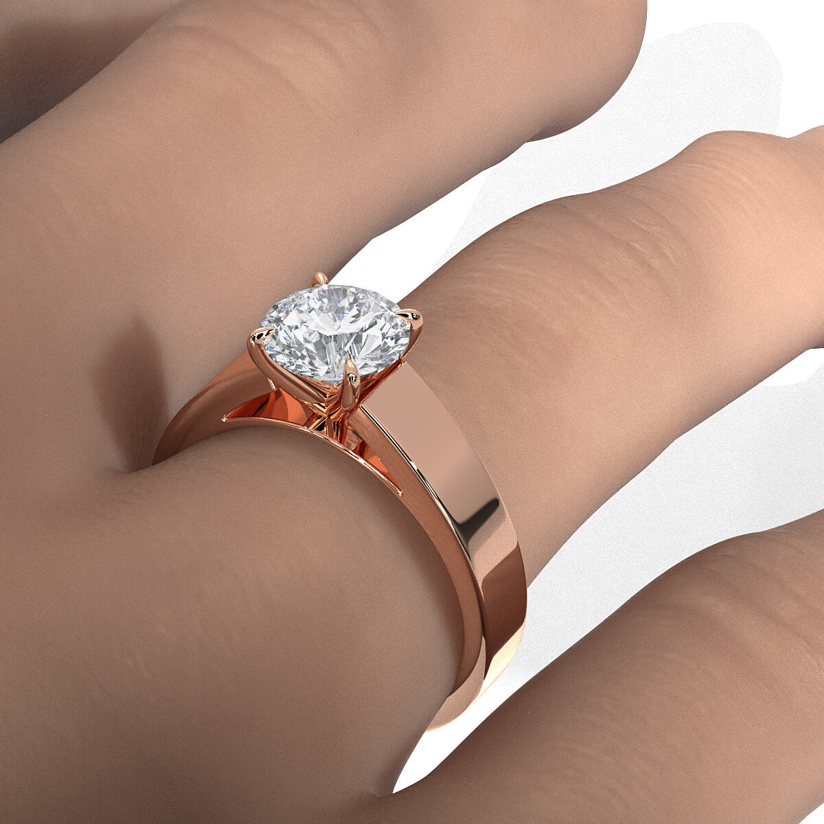 IGI Certified Lab Grown Diamond Cathedral Style Engagement Ring 6g Solitaire Setting 4.5mm 1.00 Ctw.