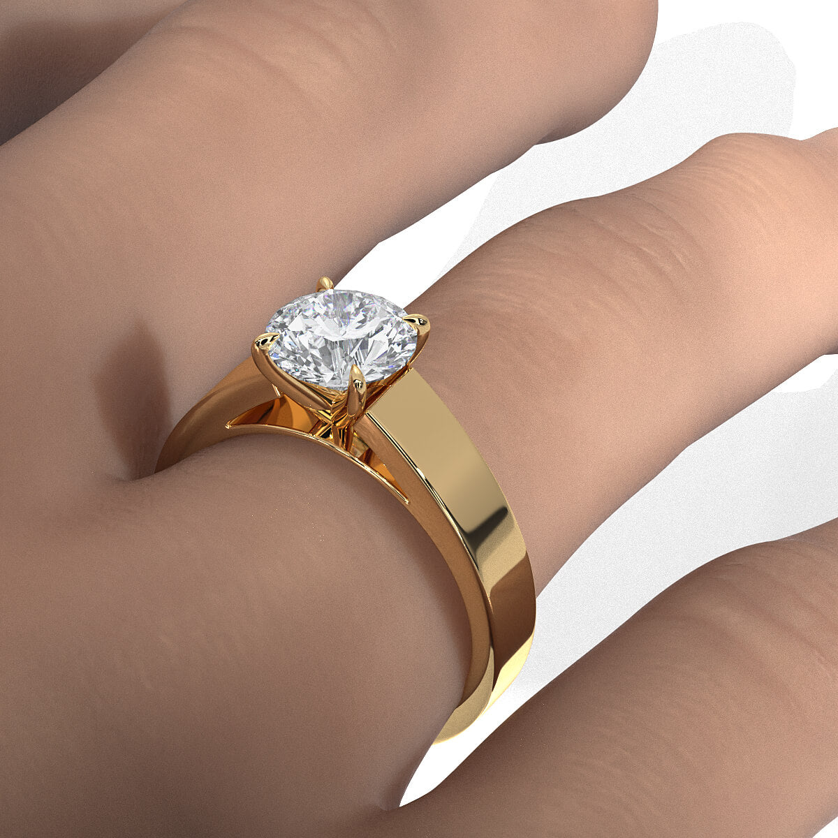 IGI Certified Lab Grown Diamond Cathedral Style Engagement Ring 6g Solitaire Setting 4.5mm 1.00 Ctw.