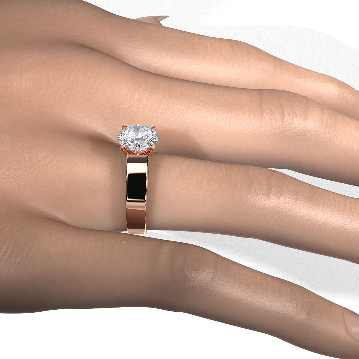 7gm 5.5m Cathedral Style Prong Set Lab Grown Diamond Engagement Solitaire Ring IGI Certified 1.00 Ctw.