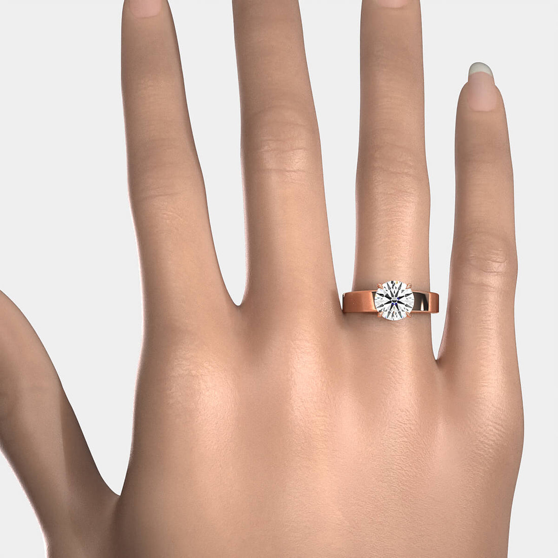 7gm 5.5m Cathedral Style Prong Set Lab Grown Diamond Engagement Solitaire Ring IGI Certified 1.00 Ctw.
