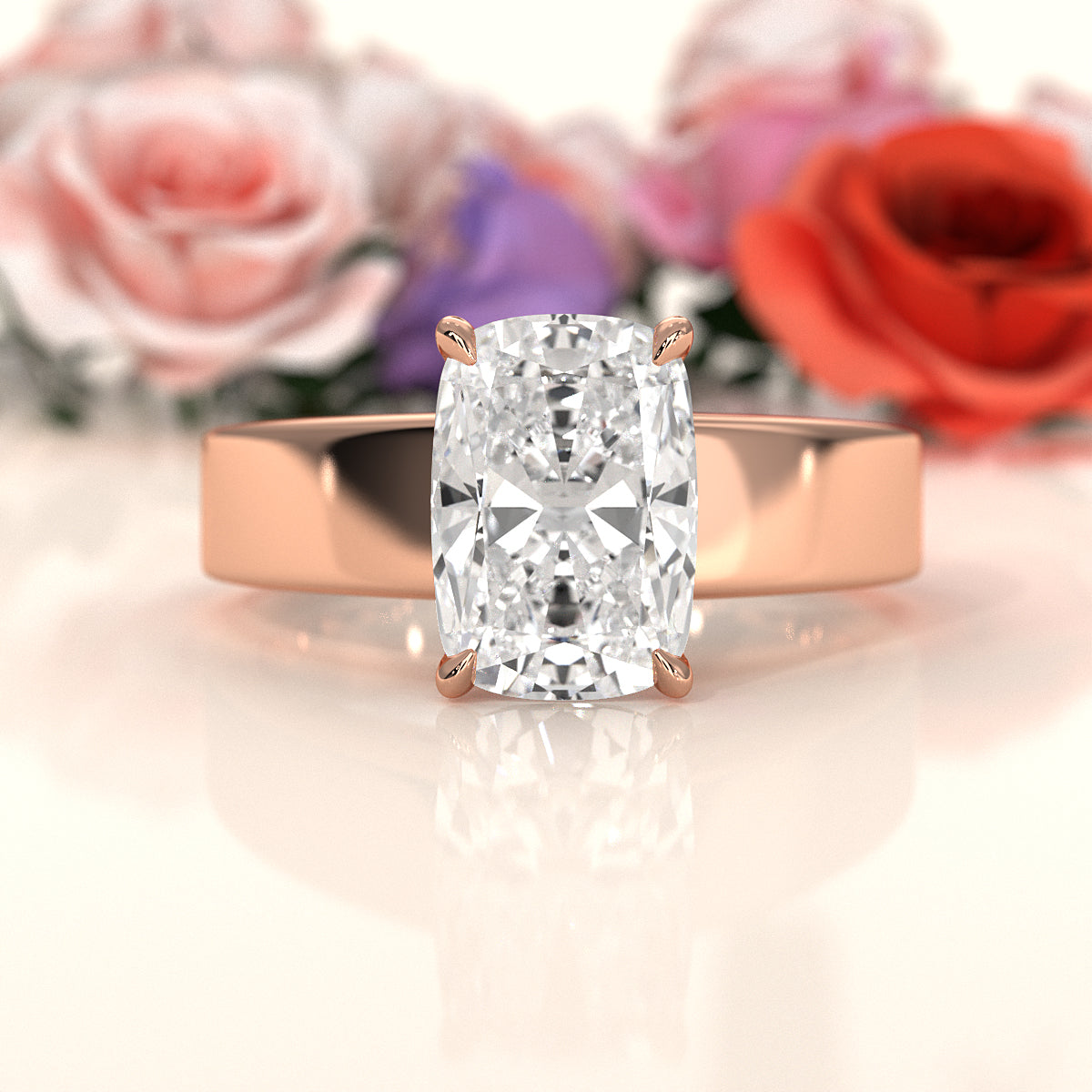 7gm 5.5m Cathedral Style Prong Set Lab Grown Diamond Engagement Solitaire Ring IGI Certified 1.00 Ctw.