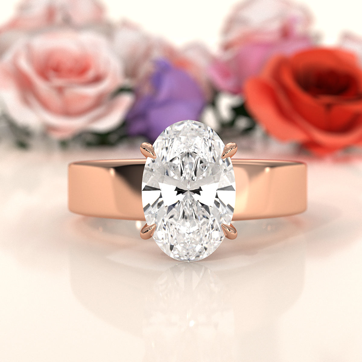 7gm 5.5m Cathedral Style Prong Set Lab Grown Diamond Engagement Solitaire Ring IGI Certified 1.00 Ctw.