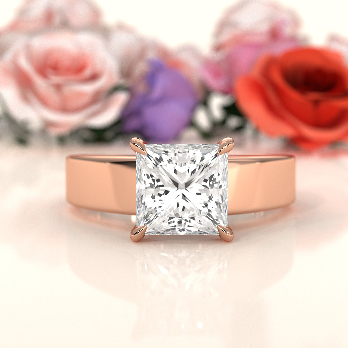 7gm 5.5m Cathedral Style Prong Set Lab Grown Diamond Engagement Solitaire Ring IGI Certified 1.00 Ctw.