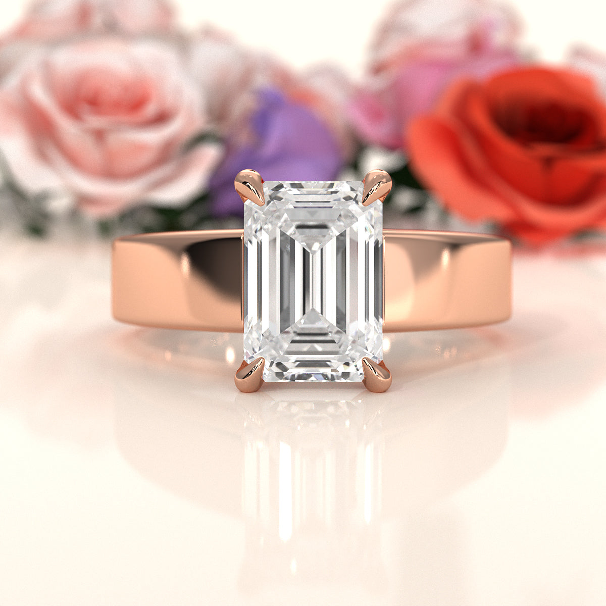 7gm 5.5m Cathedral Style Prong Set Lab Grown Diamond Engagement Solitaire Ring IGI Certified 1.00 Ctw.