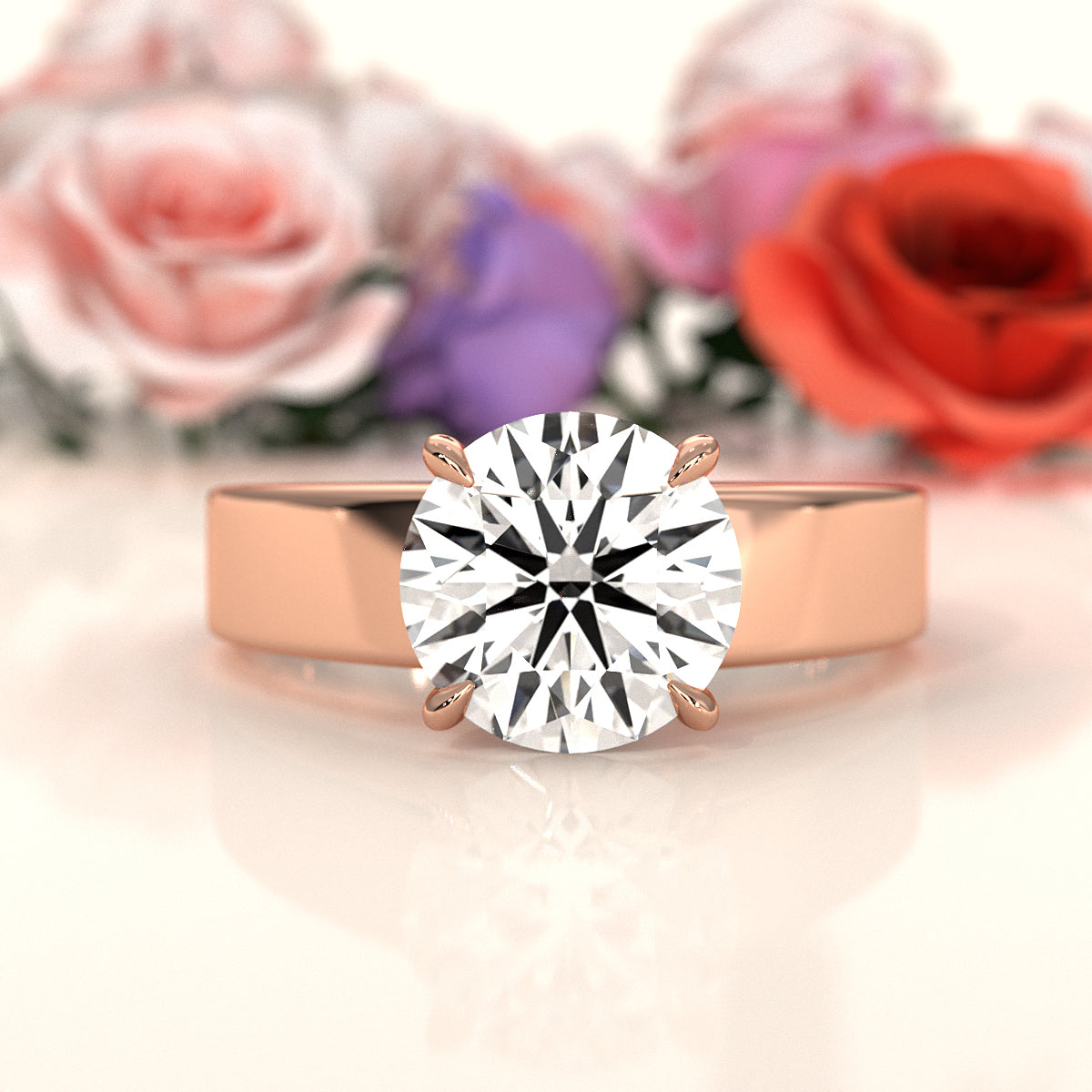 7gm 5.5m Cathedral Style Prong Set Lab Grown Diamond Engagement Solitaire Ring IGI Certified 1.00 Ctw.