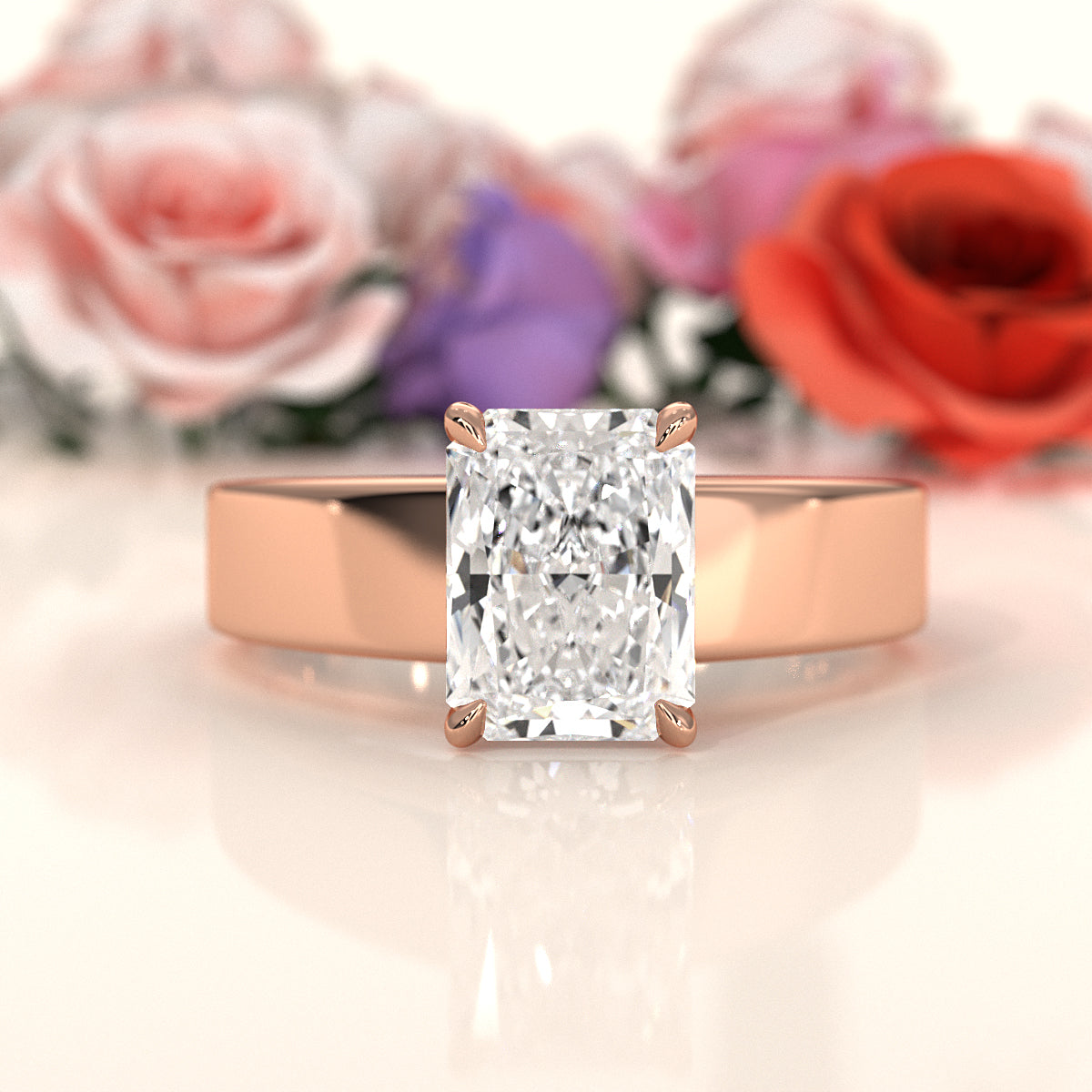 7gm 5.5m Cathedral Style Prong Set Lab Grown Diamond Engagement Solitaire Ring IGI Certified 1.00 Ctw.