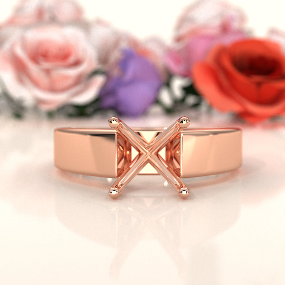 7gm 5.5m Cathedral Style Semi Mount Engagement Solitaire Ring