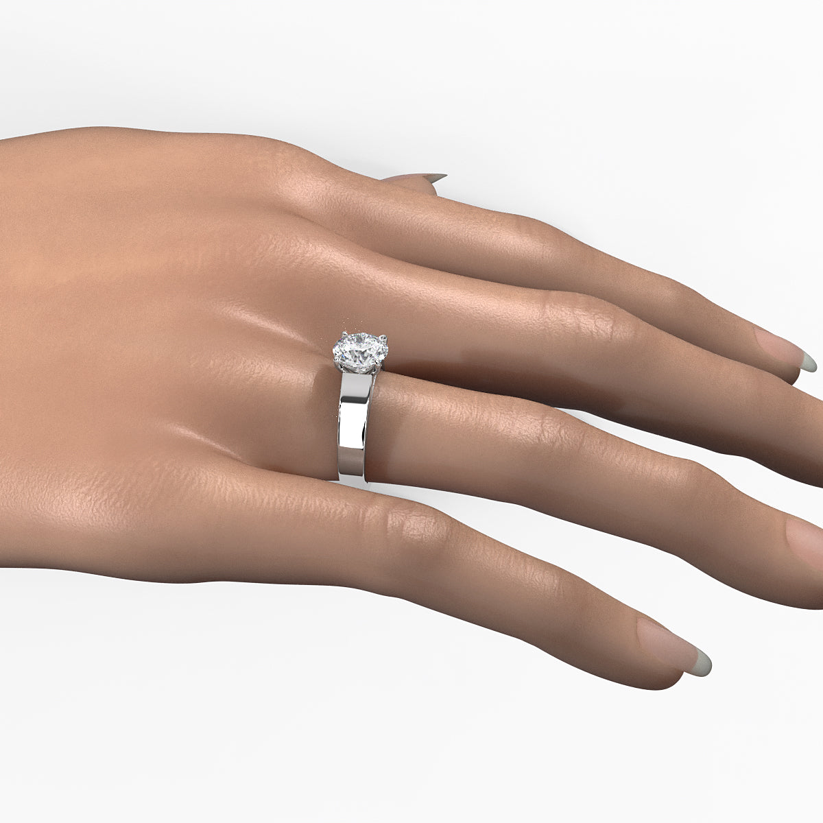 7gm 5.5m Cathedral Style Prong Set Lab Grown Diamond Engagement Solitaire Ring IGI Certified 1.00 Ctw.