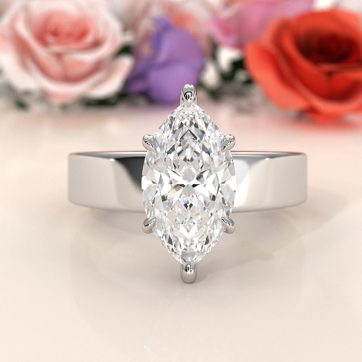 7gm 5.5m Cathedral Style Prong Set Lab Grown Diamond Engagement Solitaire Ring IGI Certified 1.00 Ctw.