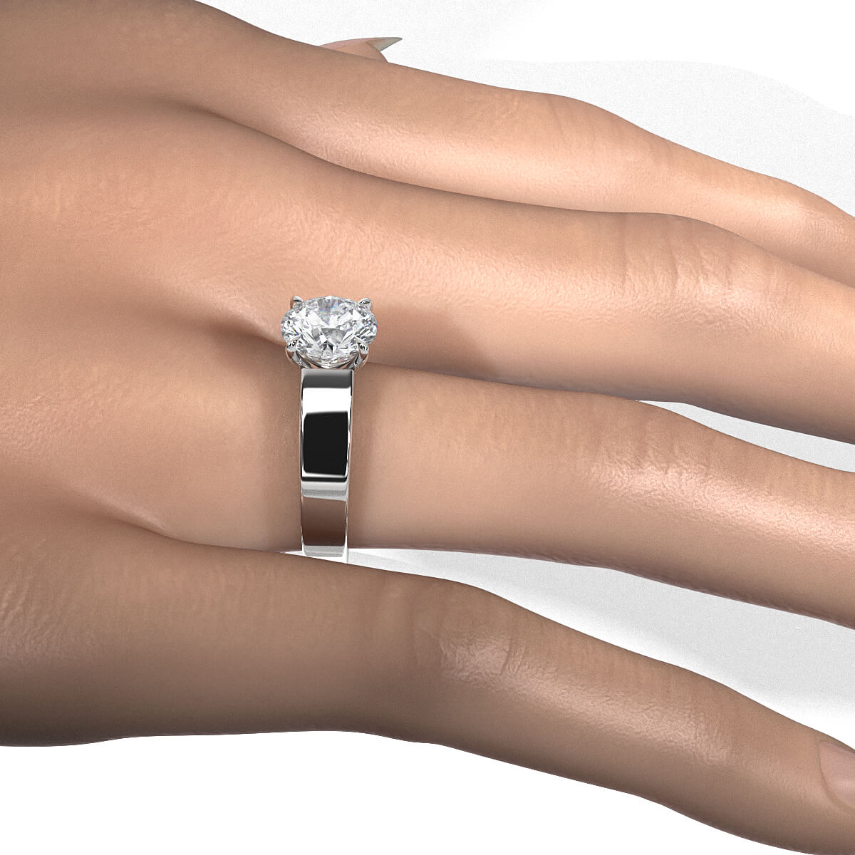 7gm 5.5m Cathedral Style Prong Set Lab Grown Diamond Engagement Solitaire Ring IGI Certified 1.00 Ctw.