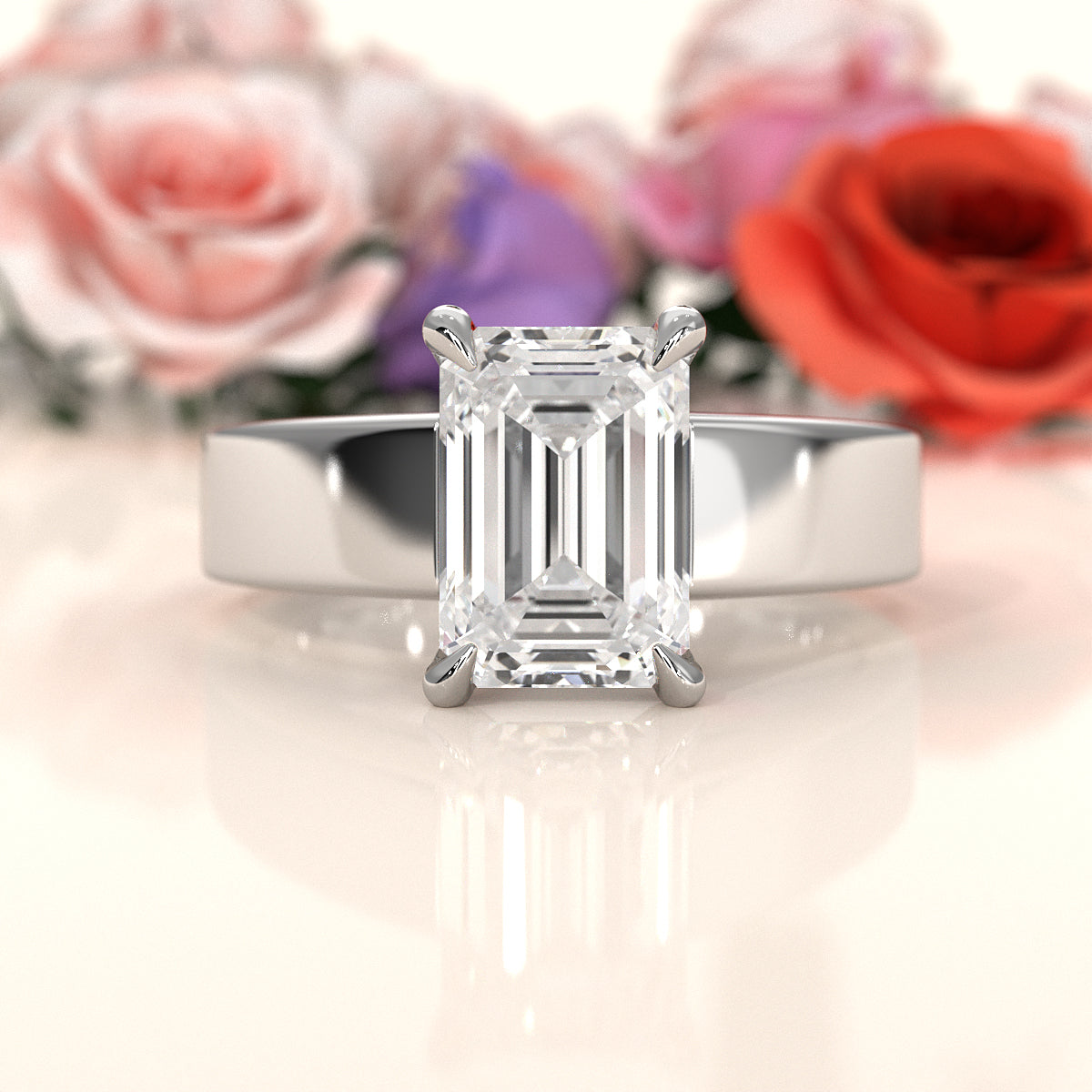 7gm 5.5m Cathedral Style Prong Set Lab Grown Diamond Engagement Solitaire Ring IGI Certified 1.00 Ctw.