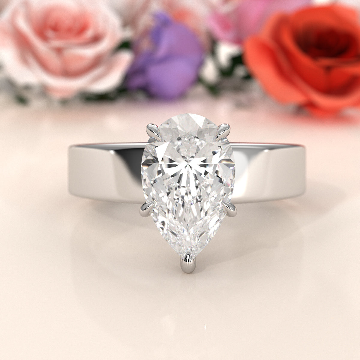 7gm 5.5m Cathedral Style Prong Set Lab Grown Diamond Engagement Solitaire Ring IGI Certified 1.00 Ctw.