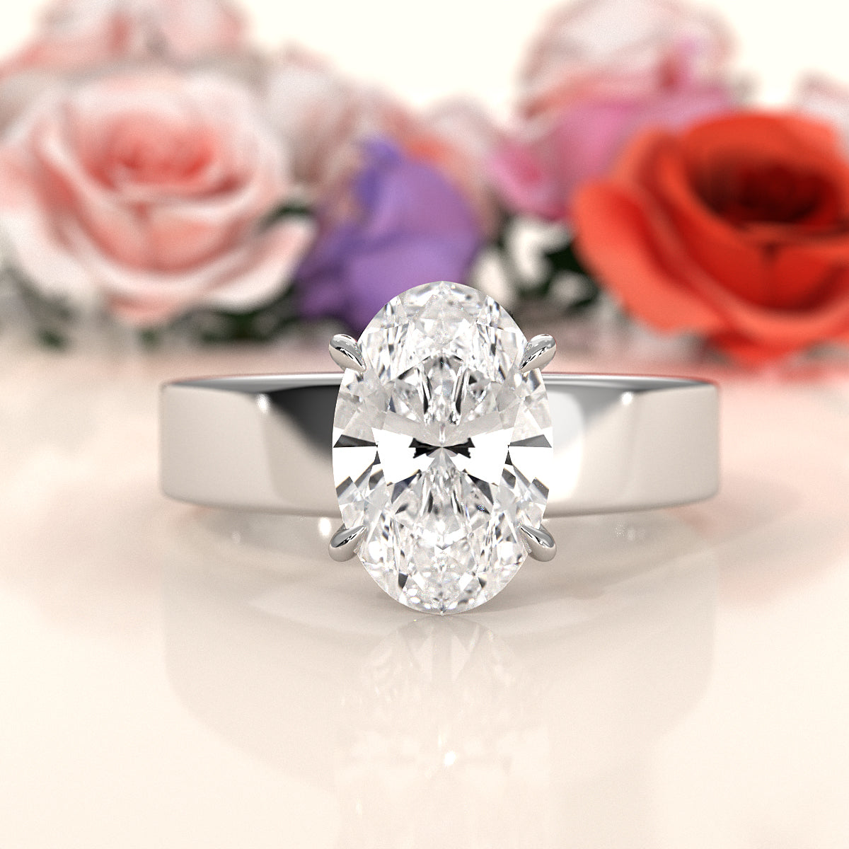 7gm 5.5m Cathedral Style Prong Set Lab Grown Diamond Engagement Solitaire Ring IGI Certified 1.00 Ctw.