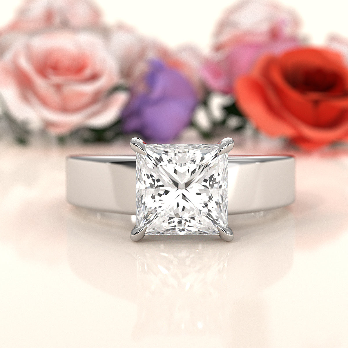 7gm 5.5m Cathedral Style Prong Set Lab Grown Diamond Engagement Solitaire Ring IGI Certified 1.00 Ctw.