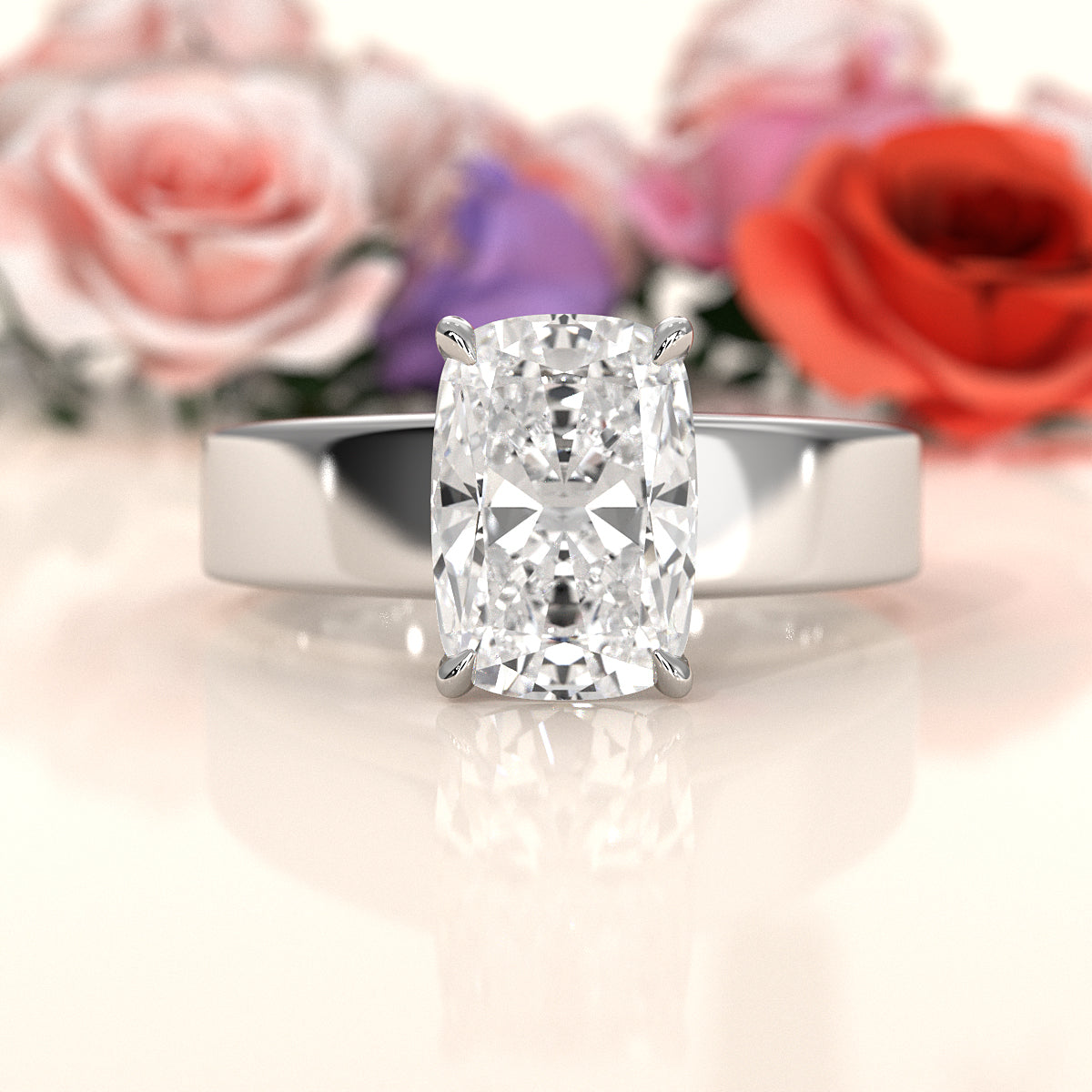 7gm 5.5m Cathedral Style Prong Set Lab Grown Diamond Engagement Solitaire Ring IGI Certified 1.00 Ctw.