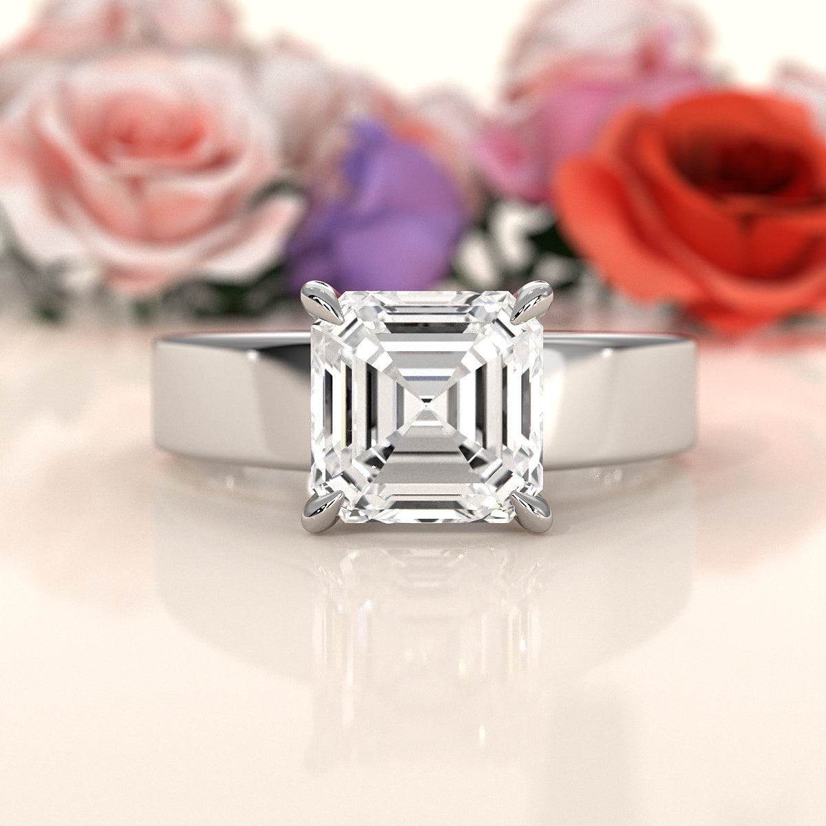 7gm 5.5m Cathedral Style Prong Set Lab Grown Diamond Engagement Solitaire Ring IGI Certified 1.00 Ctw.