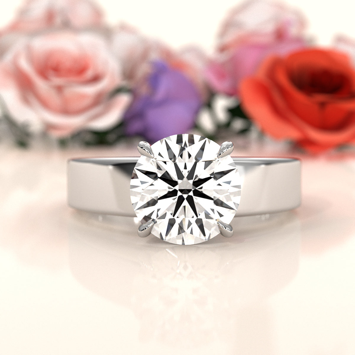 7gm 5.5m Cathedral Style Prong Set Lab Grown Diamond Engagement Solitaire Ring IGI Certified 1.00 Ctw.