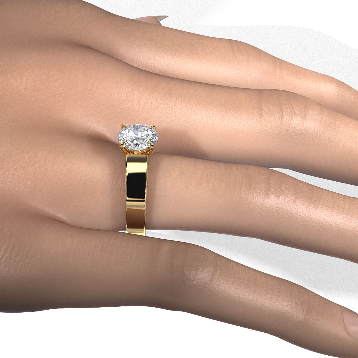 7gm 5.5m Cathedral Style Prong Set Lab Grown Diamond Engagement Solitaire Ring IGI Certified 1.00 Ctw.