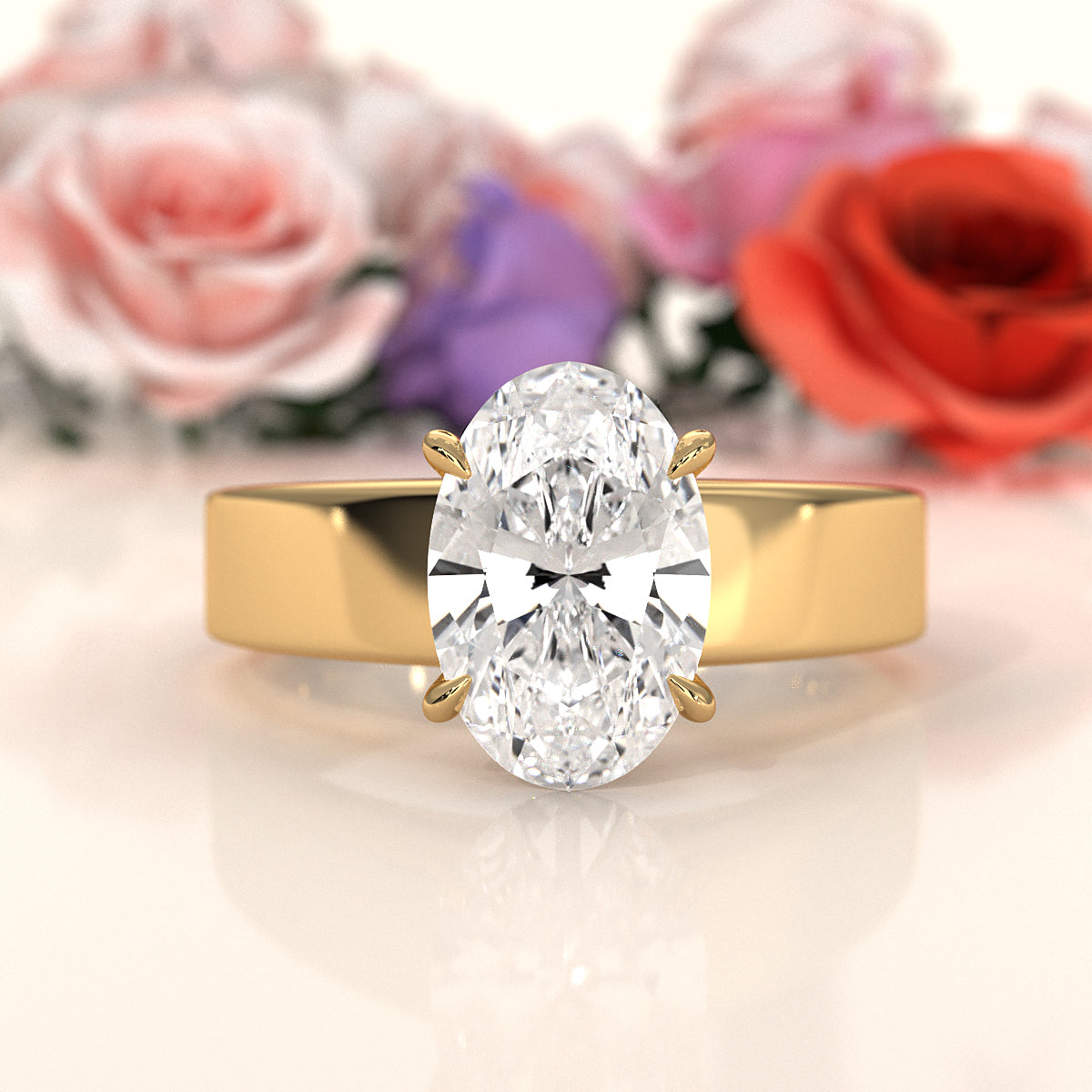 7gm 5.5m Cathedral Style Prong Set Lab Grown Diamond Engagement Solitaire Ring IGI Certified 1.00 Ctw.