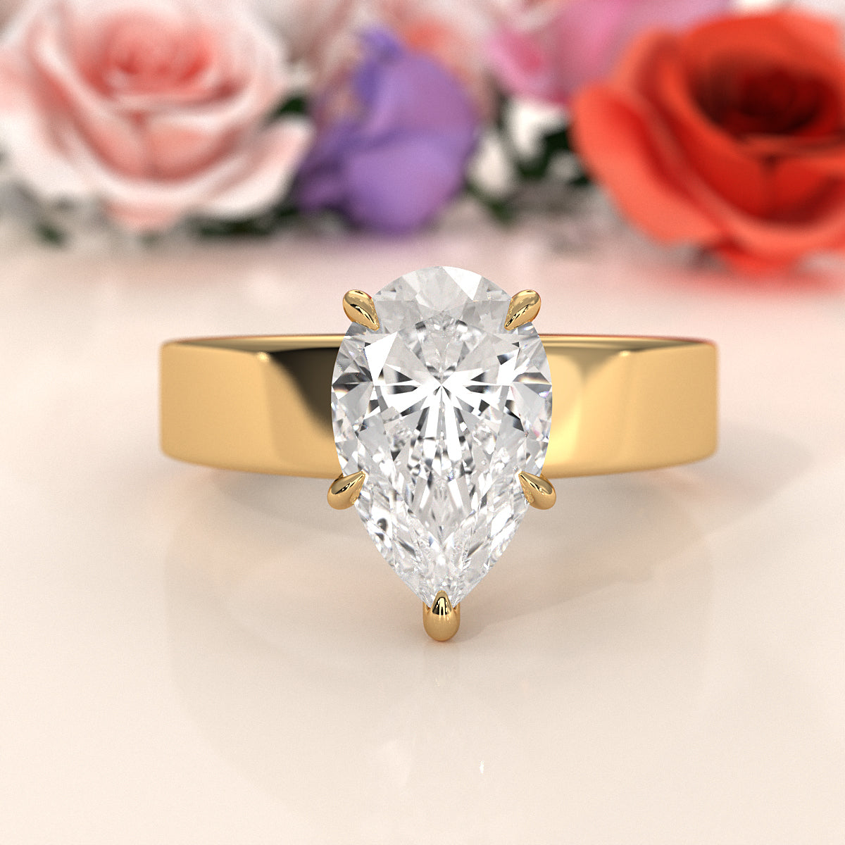 7gm 5.5m Cathedral Style Prong Set Lab Grown Diamond Engagement Solitaire Ring IGI Certified 1.00 Ctw.