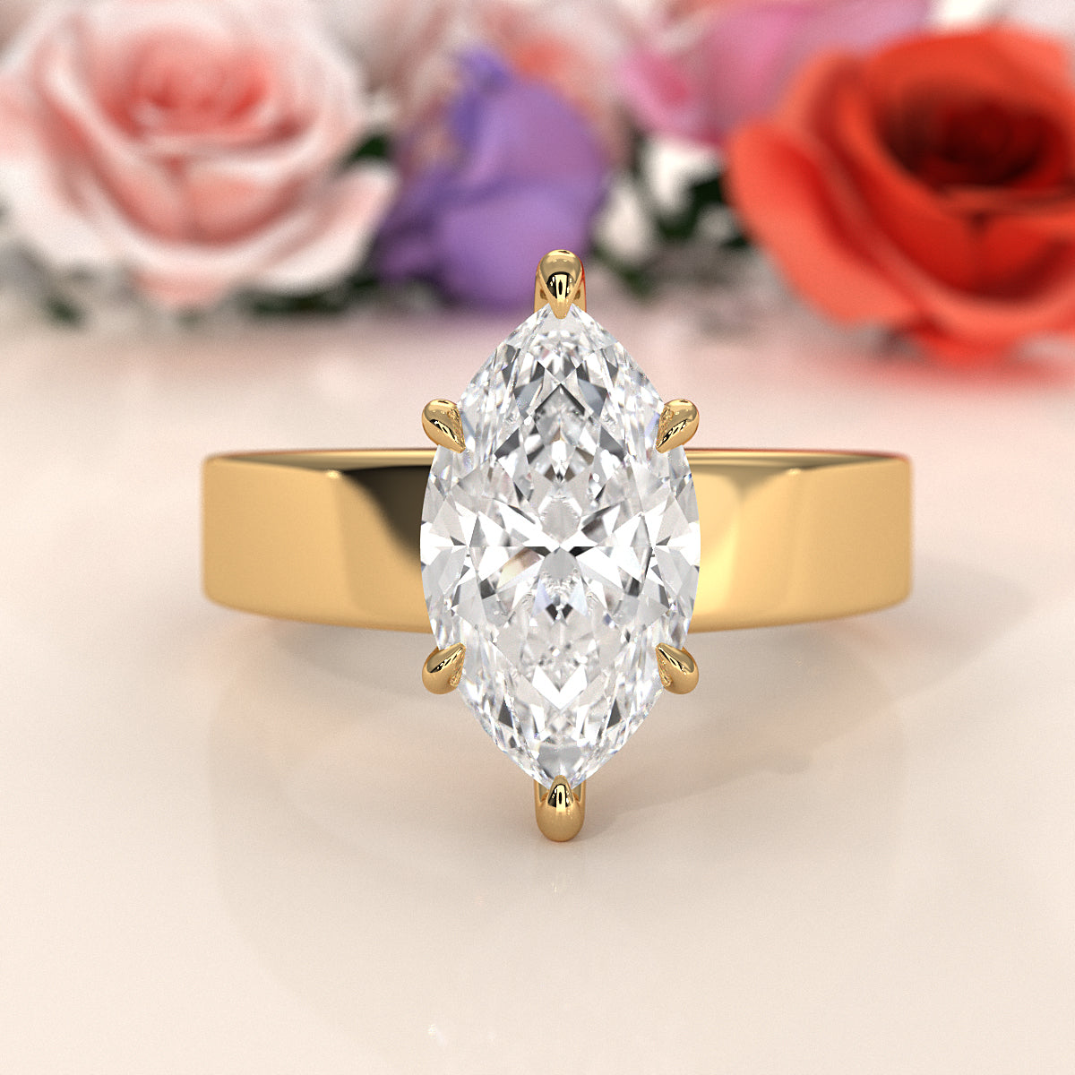 7gm 5.5m Cathedral Style Prong Set Lab Grown Diamond Engagement Solitaire Ring IGI Certified 1.00 Ctw.