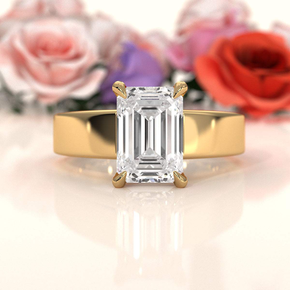 7gm 5.5m Cathedral Style Prong Set Lab Grown Diamond Engagement Solitaire Ring IGI Certified 1.00 Ctw.