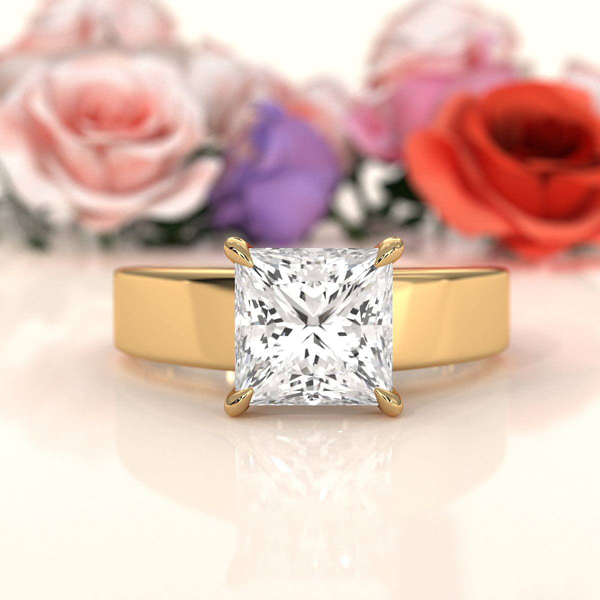 7gm 5.5m Cathedral Style Prong Set Lab Grown Diamond Engagement Solitaire Ring IGI Certified 1.00 Ctw.