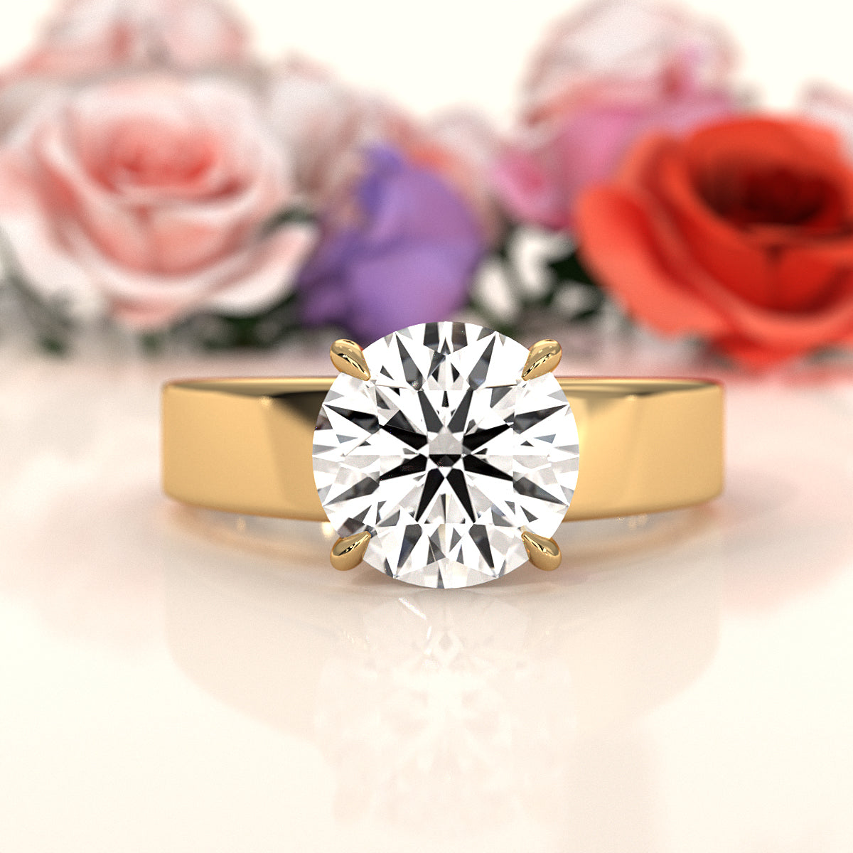 7gm 5.5m Cathedral Style Prong Set Lab Grown Diamond Engagement Solitaire Ring IGI Certified 1.00 Ctw.