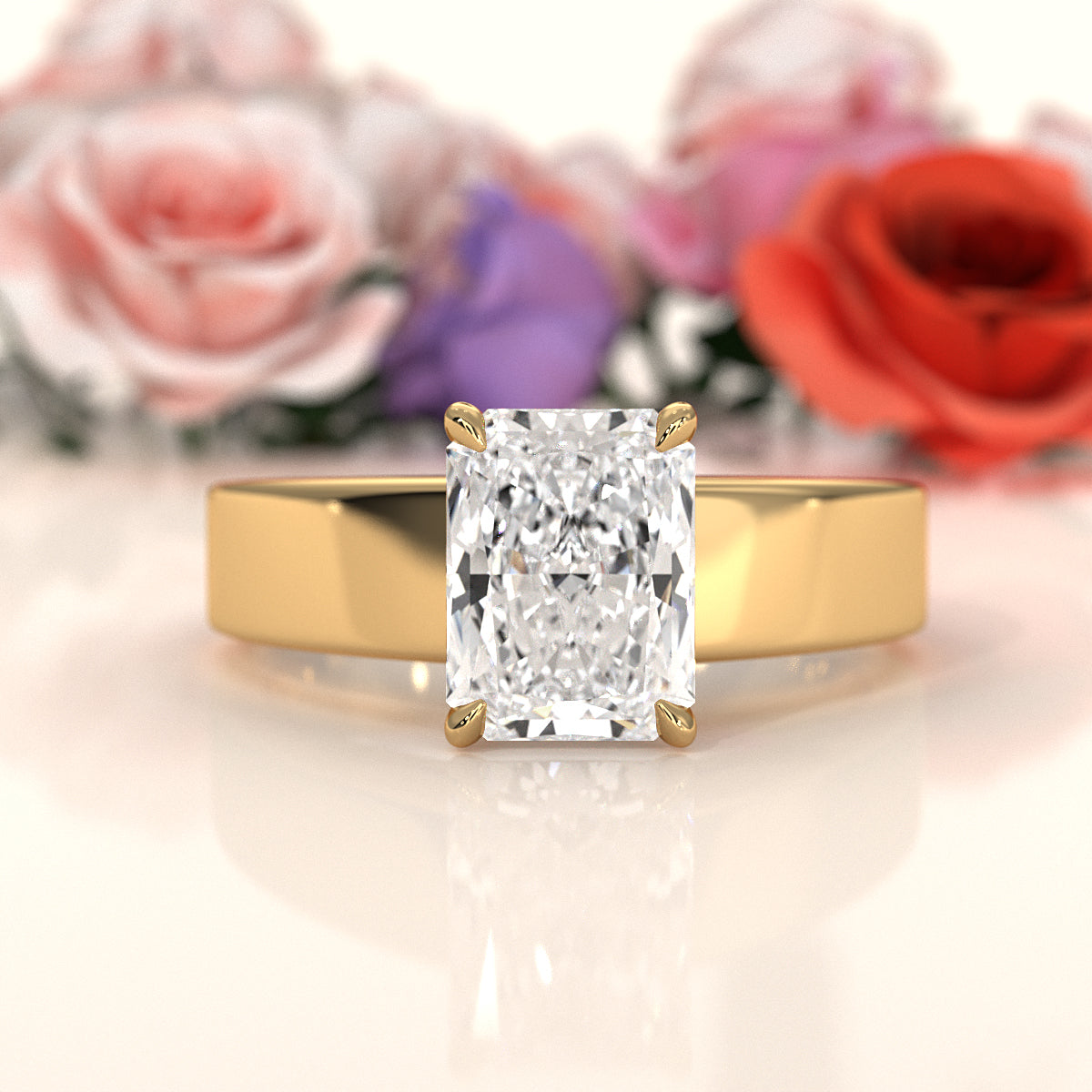 7gm 5.5m Cathedral Style Prong Set Lab Grown Diamond Engagement Solitaire Ring IGI Certified 1.00 Ctw.