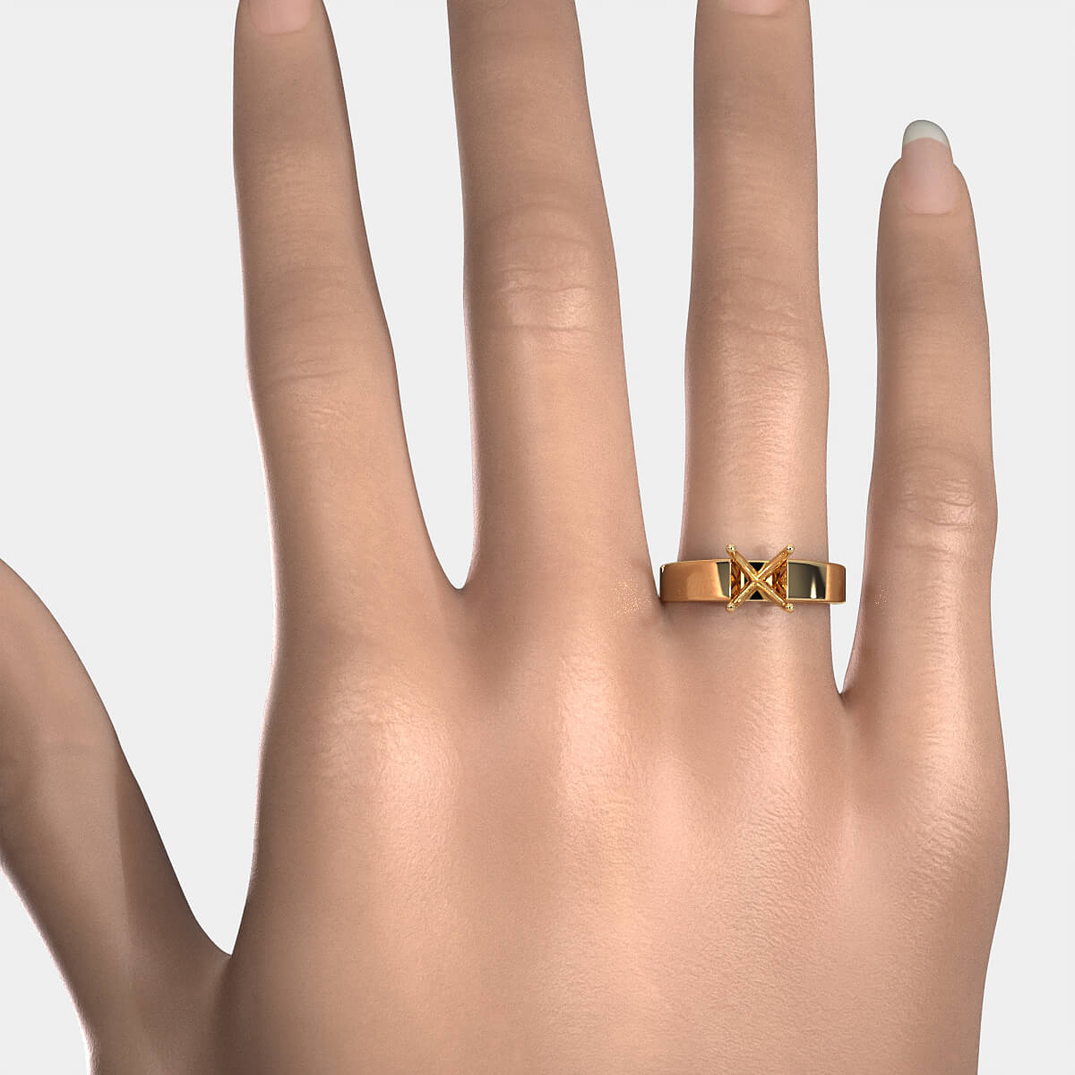 7gm 5.5m Cathedral Style Semi Mount Engagement Solitaire Ring