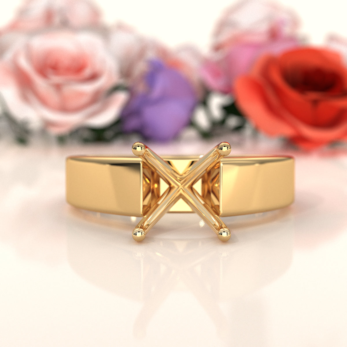 7gm 5.5m Cathedral Style Semi Mount Engagement Solitaire Ring