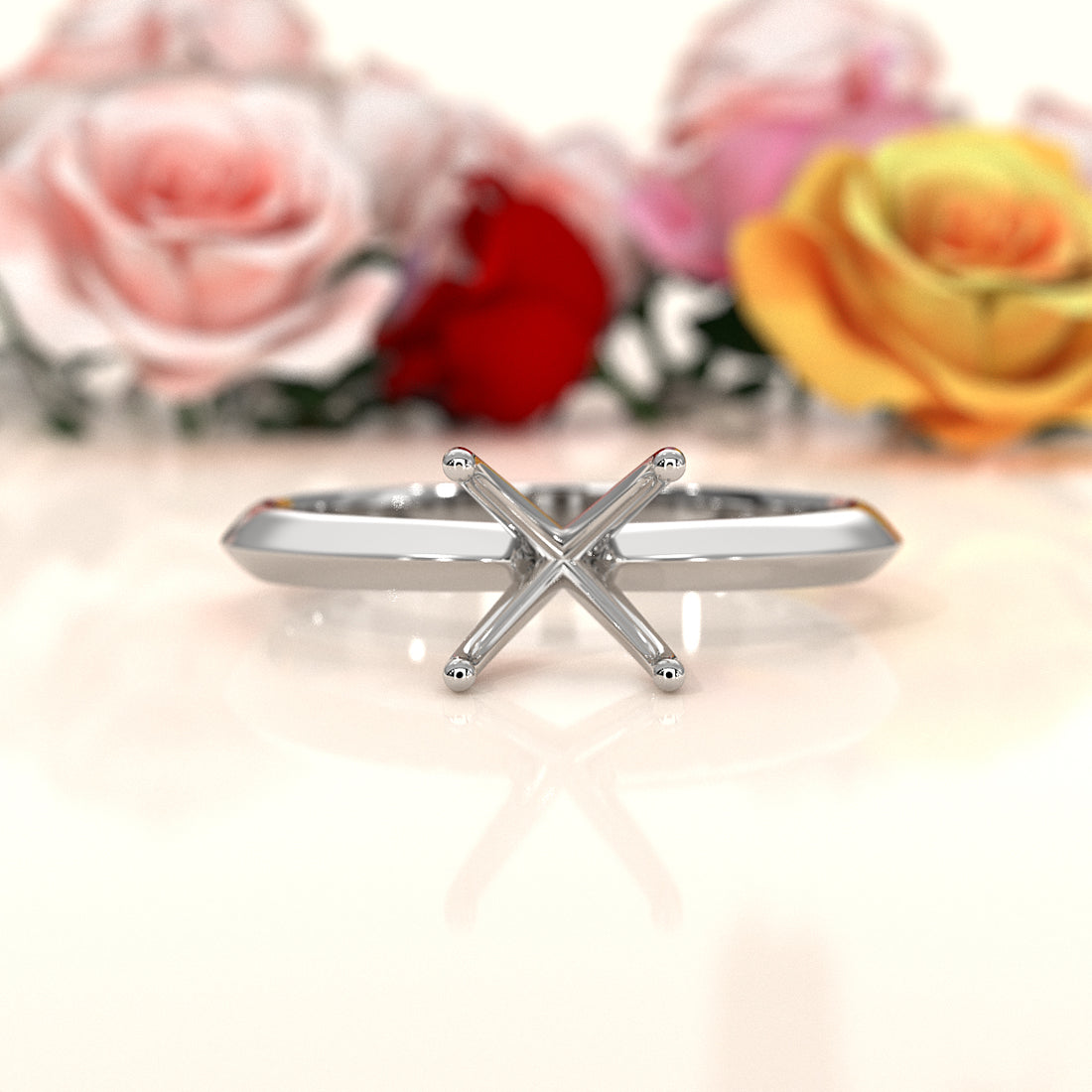 4g Knife Edge Solitaire Engagement Ring Setting Semi Mount 2.5mm
