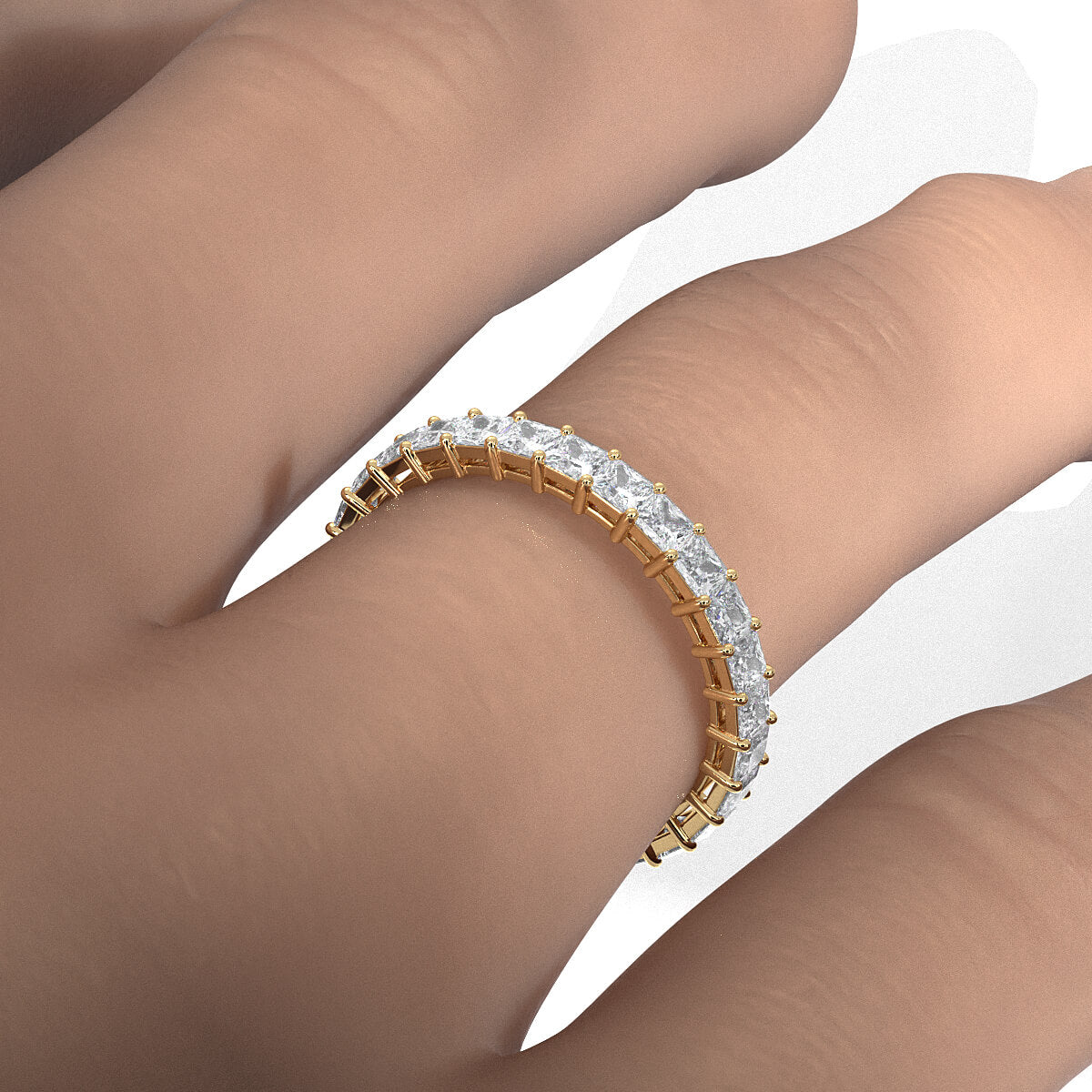 Princess Lab Diamond Shared Prong Women's Wedding Band 2.25 mm 1.85ctw.