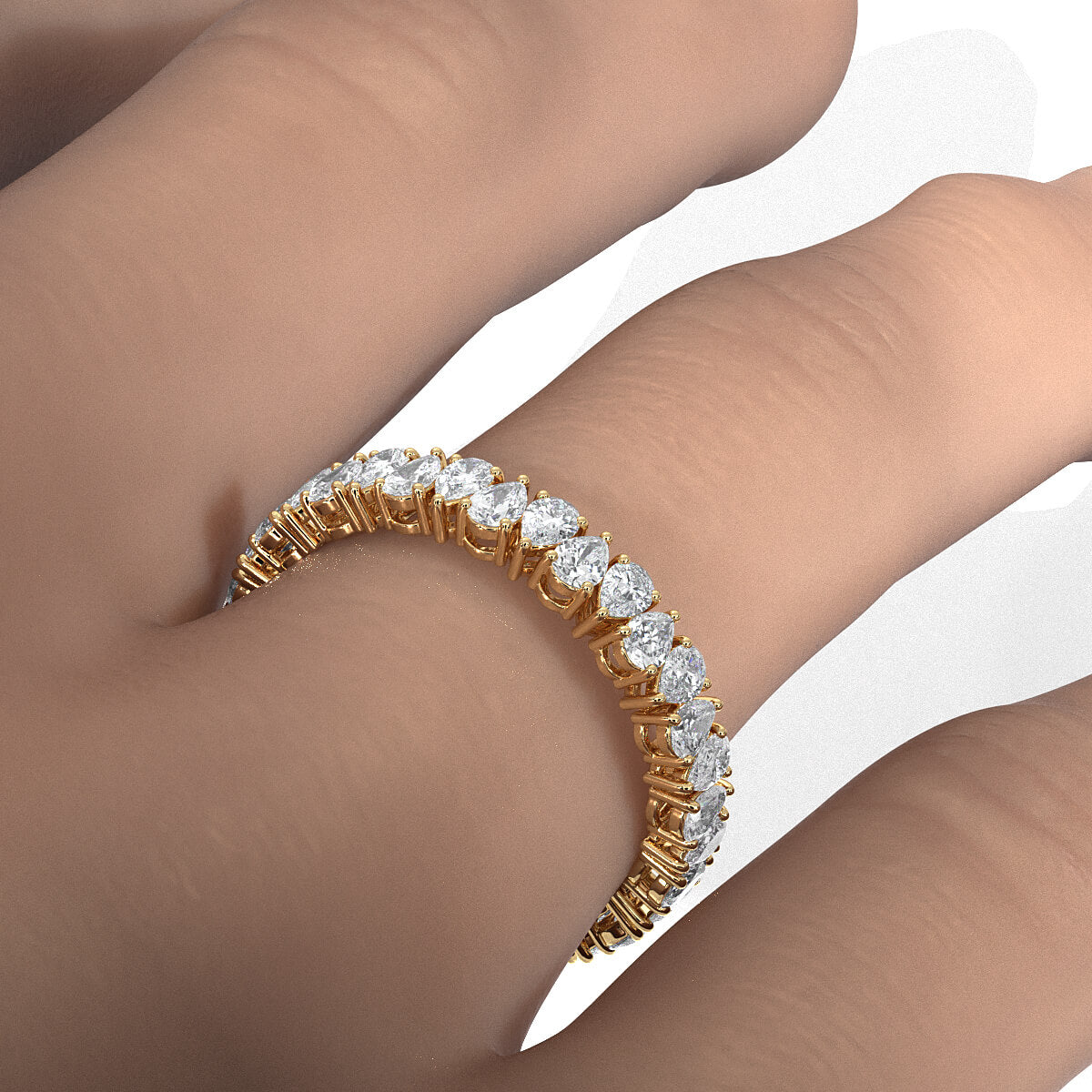 Shared Prong Women's Wedding Band Pear Lab Diamond 3 mm 1.35ctw.