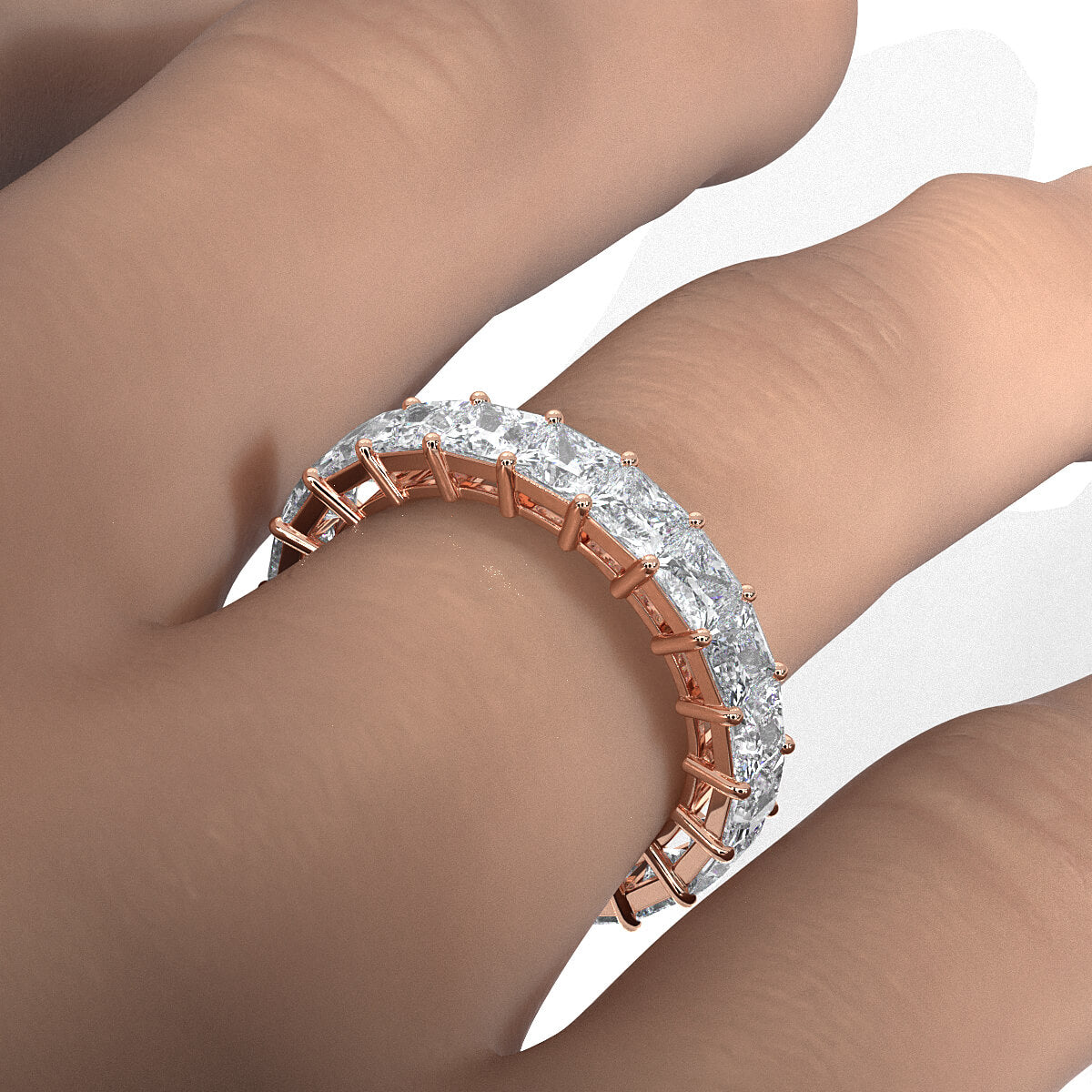 Shared Prong Women's Wedding Band Princess Cut Lab Diamond 3.5 mm 4.95ctw.