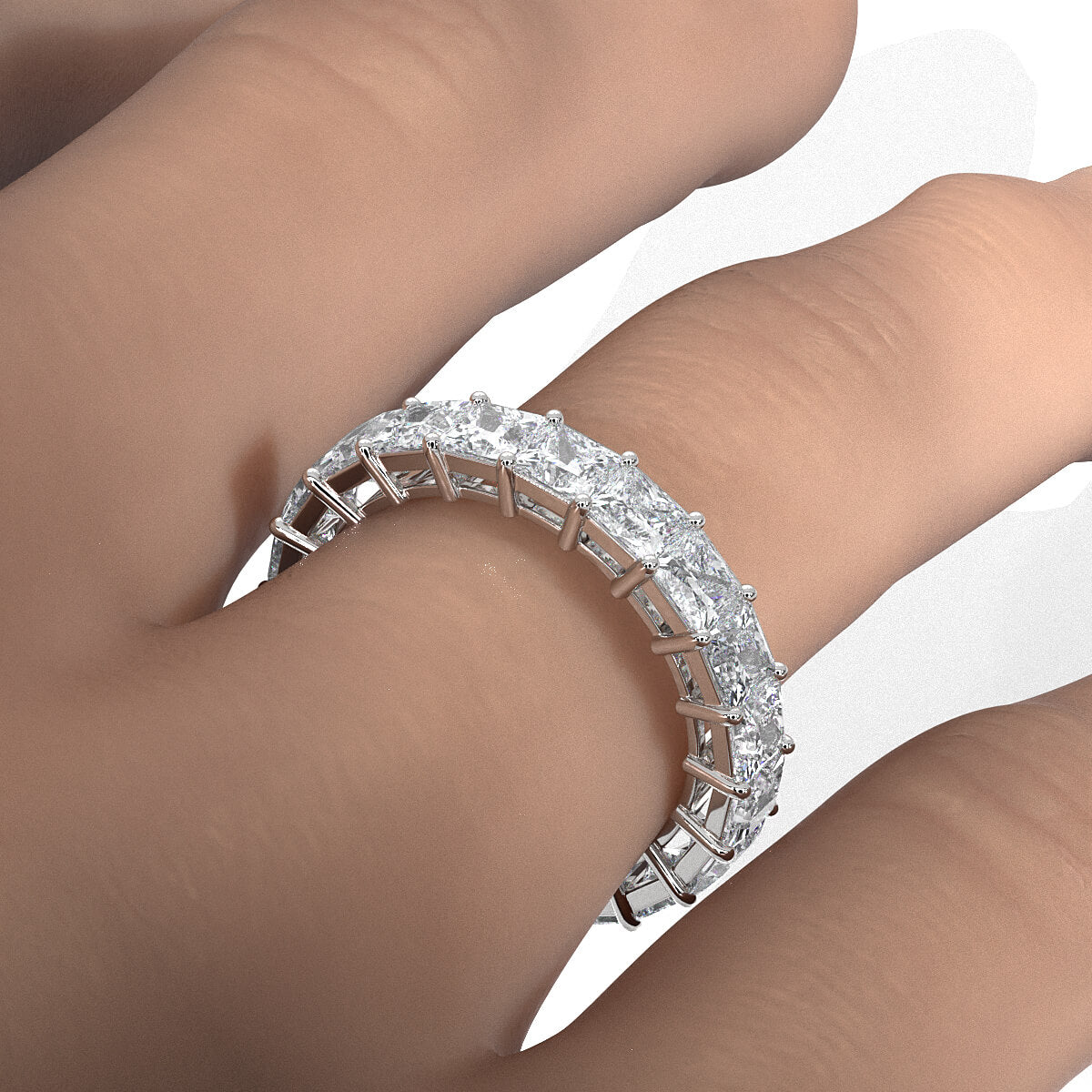 Shared Prong Women's Wedding Band Princess Cut Lab Diamond 3.5 mm 4.95ctw.