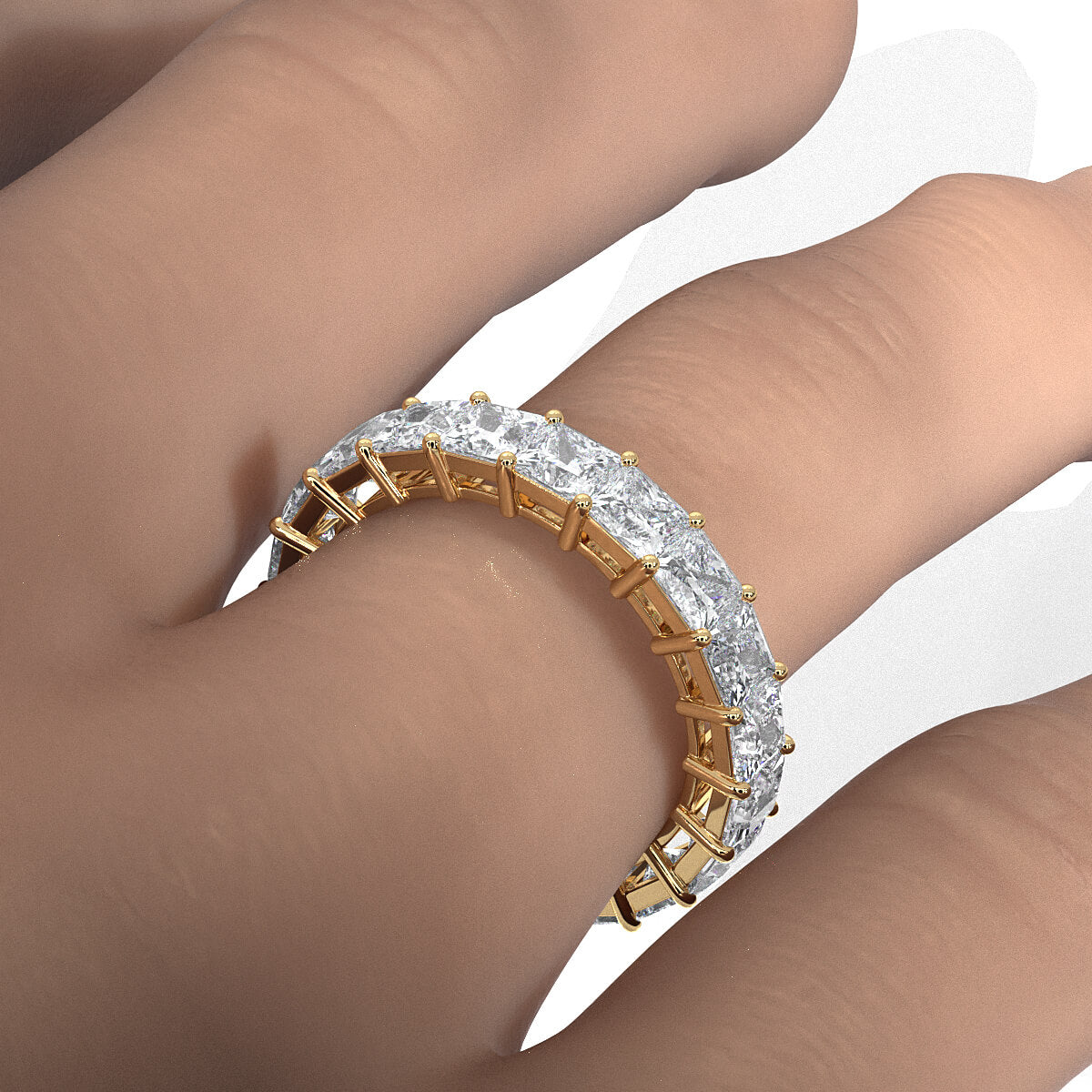 Shared Prong Women's Wedding Band Princess Cut Lab Diamond 3.5 mm 4.95ctw.