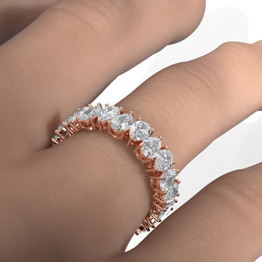 Pear Lab Diamond Shared Prong Women's Eternity Wedding Band 4.5 mm 3.2ctw.