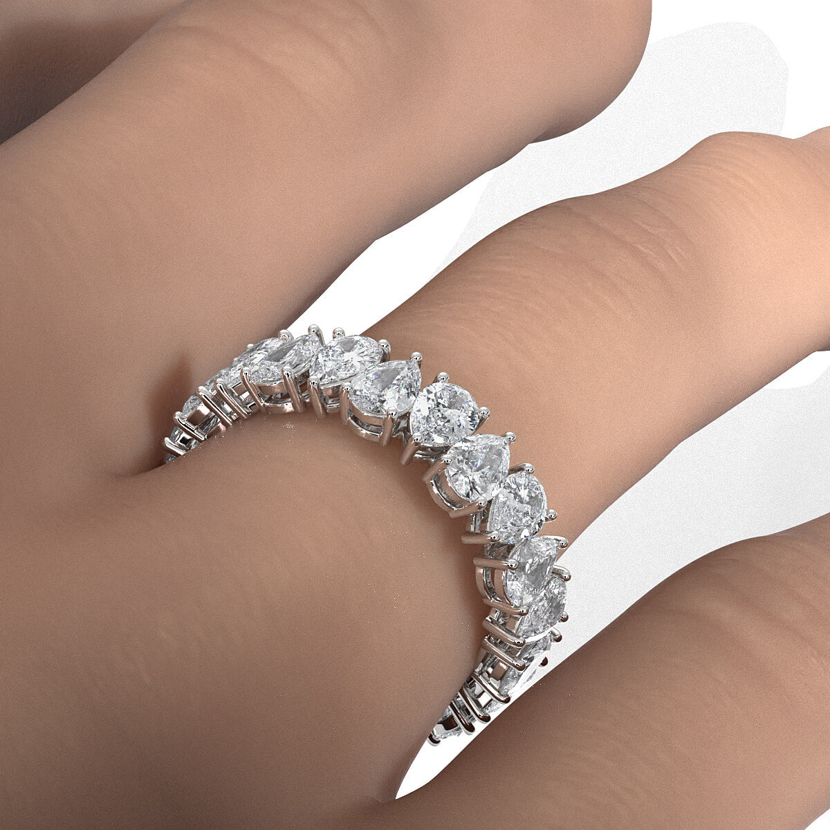 Pear Lab Diamond Shared Prong Women's Eternity Wedding Band 4.5 mm 3.2ctw.