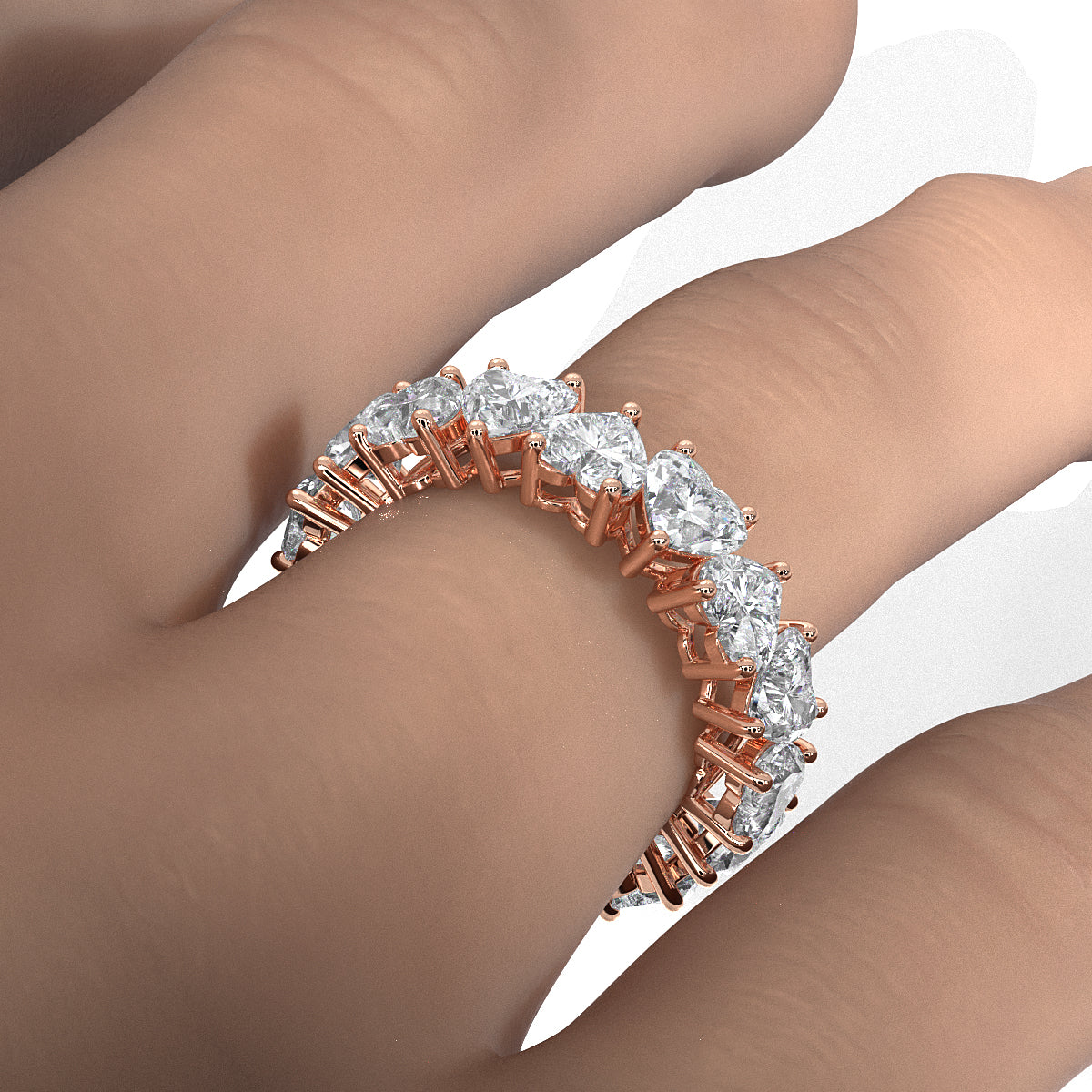 Prong Set Women's Eternity Heart Wedding Band Lab Diamond 4.5 mm 6.25ctw.